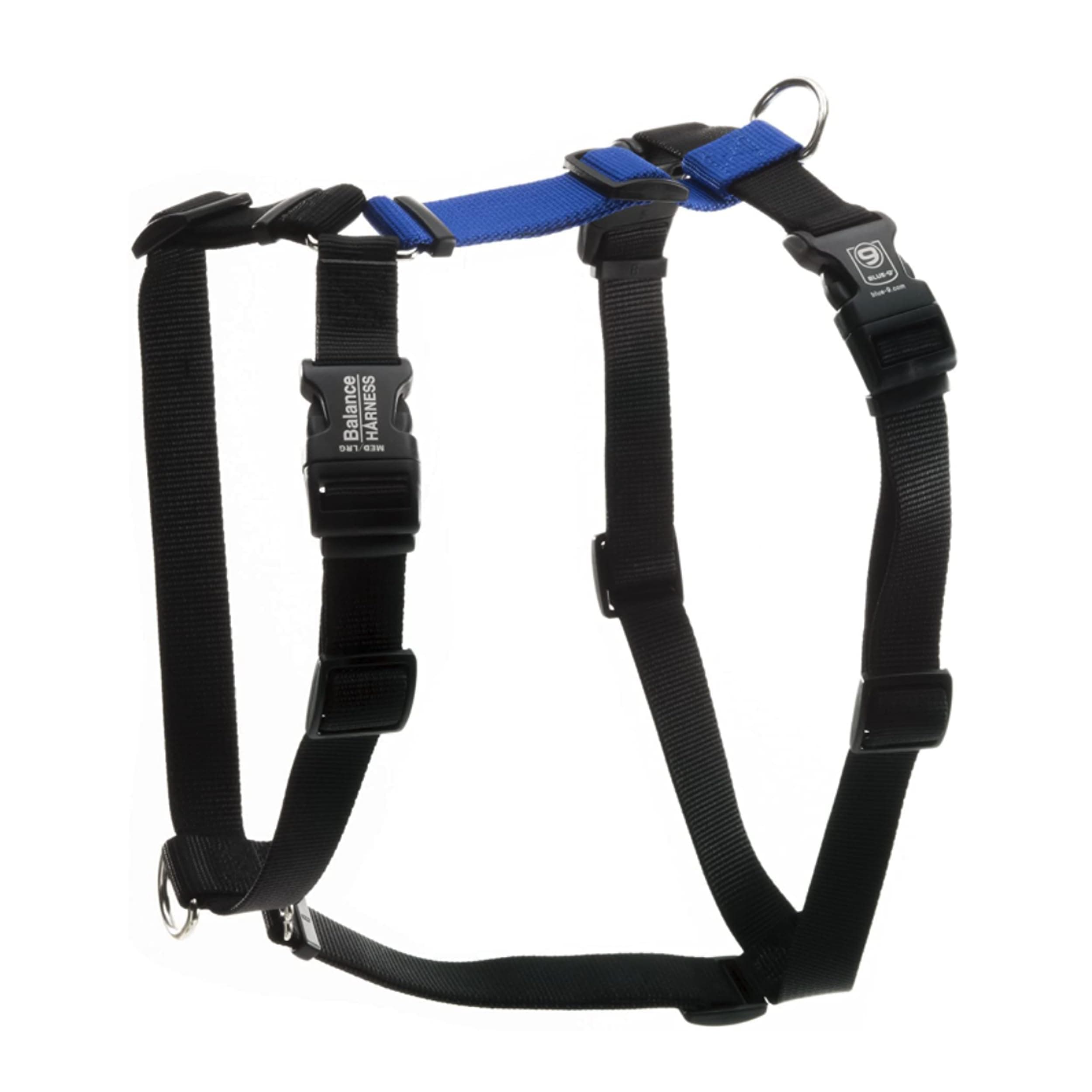 Blue-9 Buckle-Neck Balance Harness, Fully Customizable Fit No-Pull Harness, Ideal for Dog Training and Obedience, Made in The USA, Blue, Large