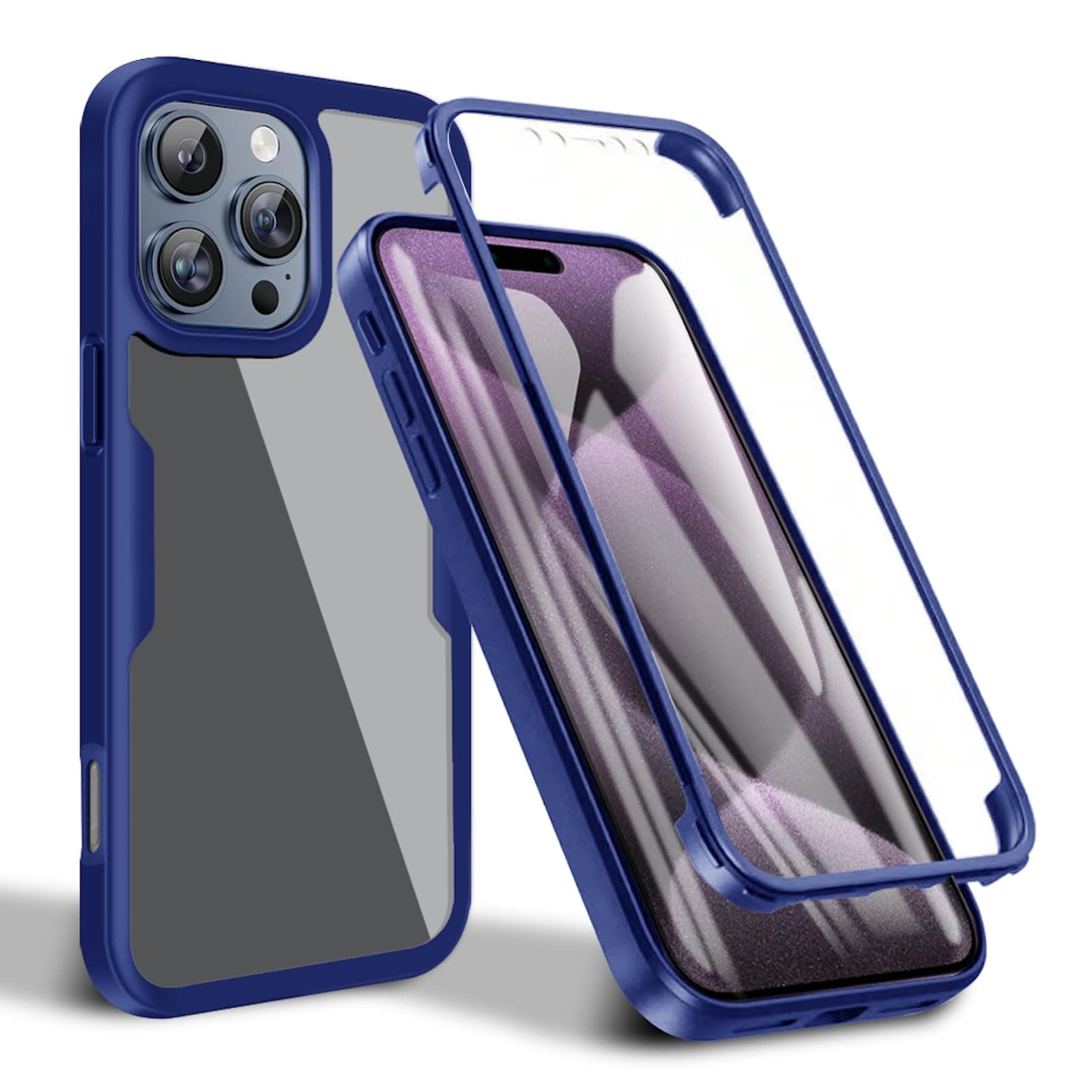 MRRSIWEI for iPhone 16 Pro Max Case with Screen Protector.Full Blue