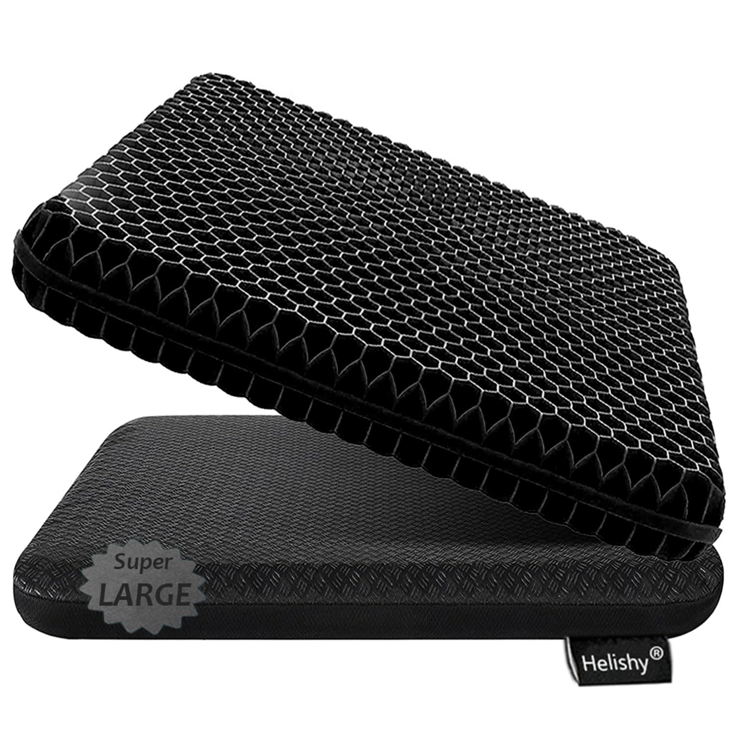 Gel Seat Cushion, Super Large (19x18x1.6inch) Gel Cushion Chair Pads with Non-Slip Cover for Home Office Car Seat Wheelchair, Soft Breathable Honeycomb Seat Cushion for Relieve Hip Pain