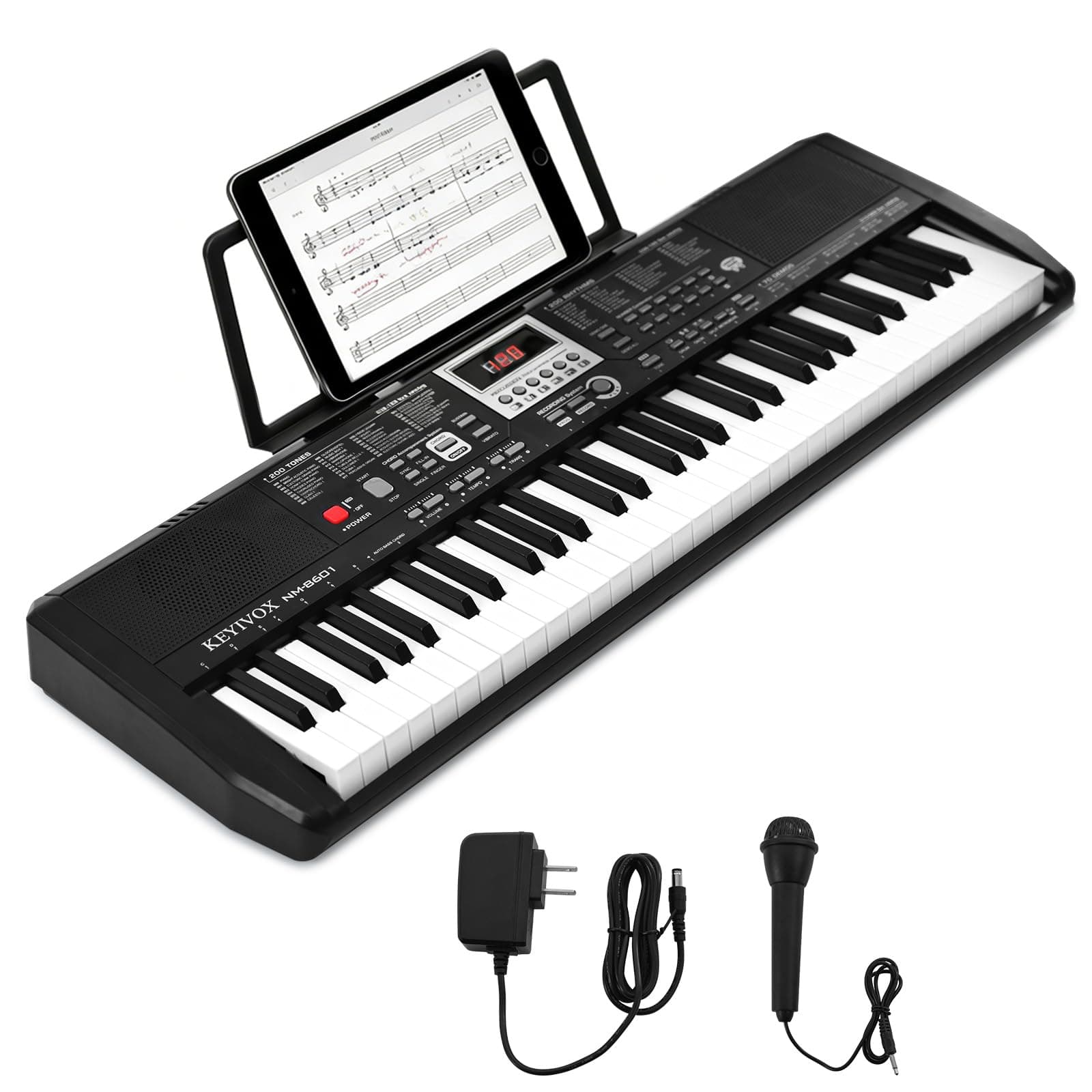 KEYIVOX 33" 61-Key Electronic Keyboard Piano for Beginners, 200 Tones