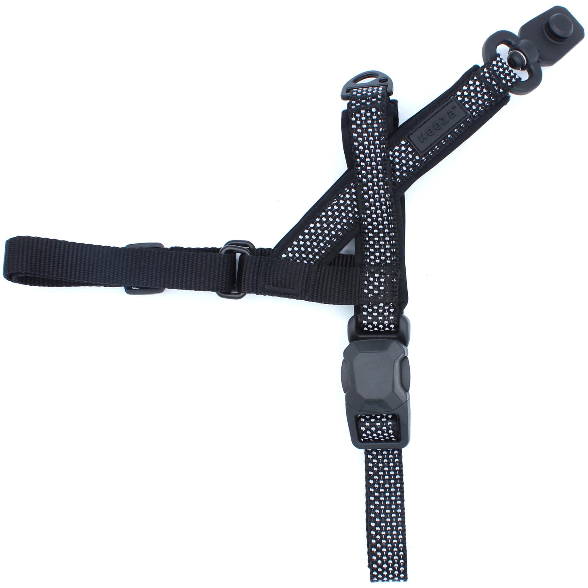 HOOZA: Magnetic Quick Clip: One Clip Harness - Black, Medium- Dog Outdoor Accessory, Pet Safety-Walking-Training, Over-The-Head, Adjustable-Reflective