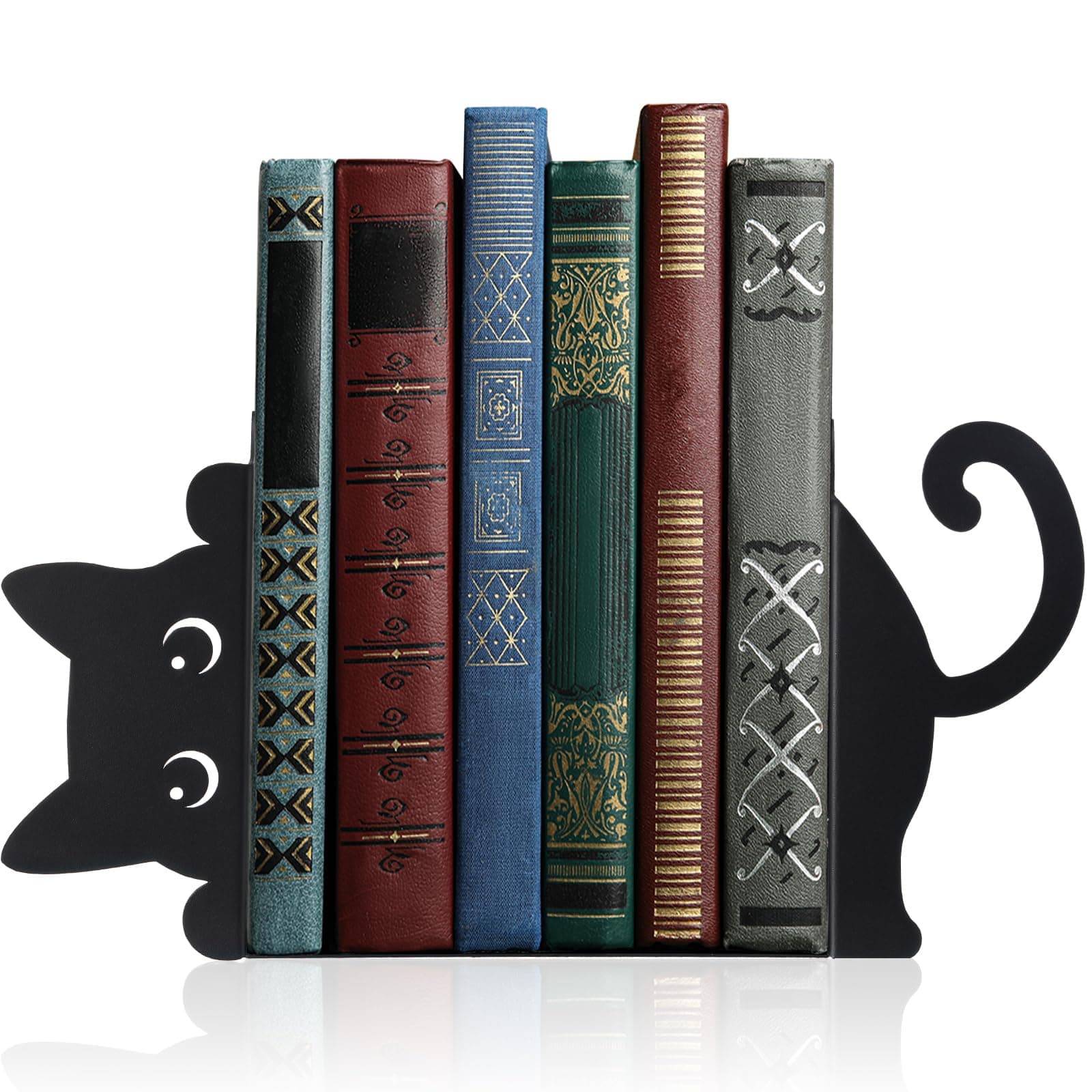 Geelin Cat Bookends Set of 2, Metal Book Ends for Shelves Office Desk