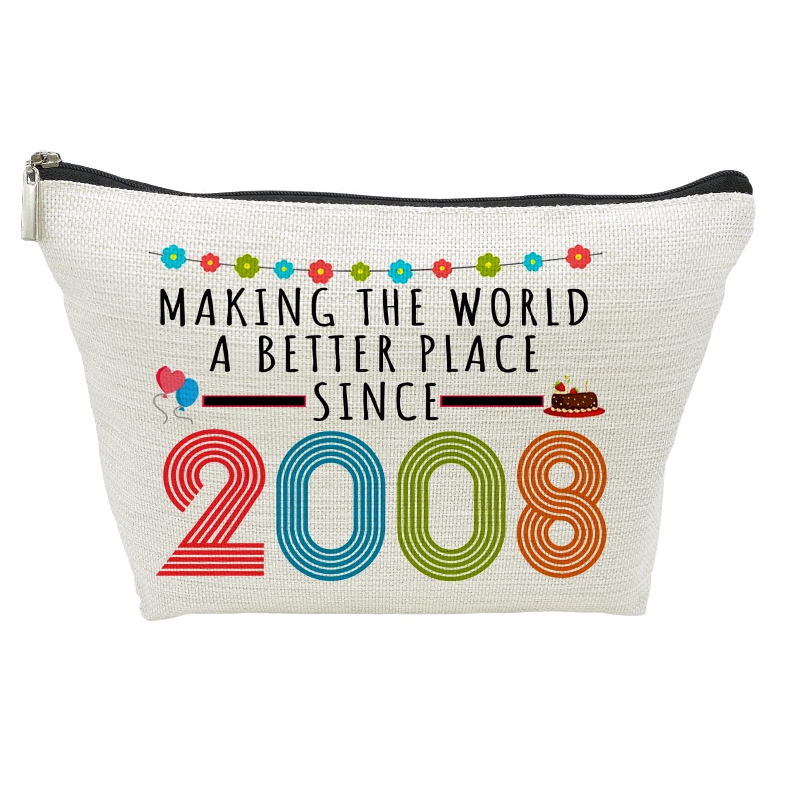 Choinn 15th Birthday Gifts for Girls, Funny 15 Year Old Gift Makeup Bag, 2010 15th Birthday Makeup Bags for Her, Teens, Sister, Daughter, Niece, Granddaughter, Making The World a Better Place 2010