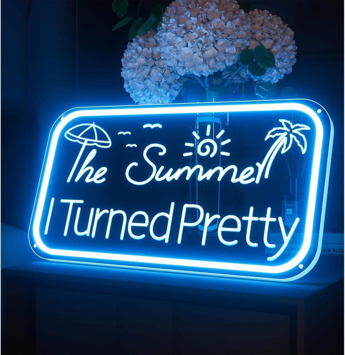 Summer I Turned Pretty LED Neon Sign for Wall Decor USB Adjustable Brightness Living Room Bars Barbers Gaming Room Man Cave Halloween Christmas Birthday Art Wall Decor