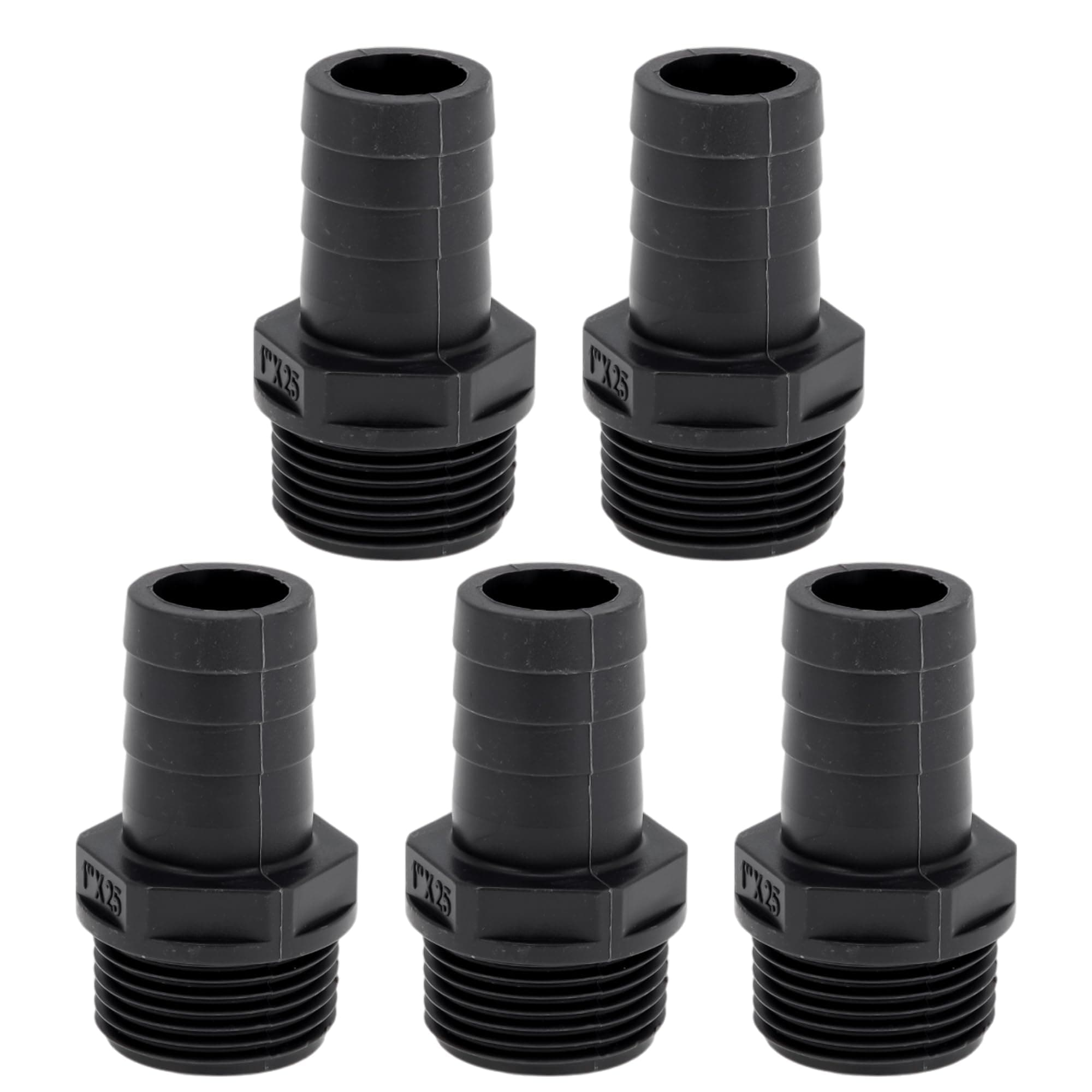 Hihaha Plastic Hose Barb Fitting 63/64" 1/2" BSPT Male Thread Straight Pipe Connector 5 Pcs