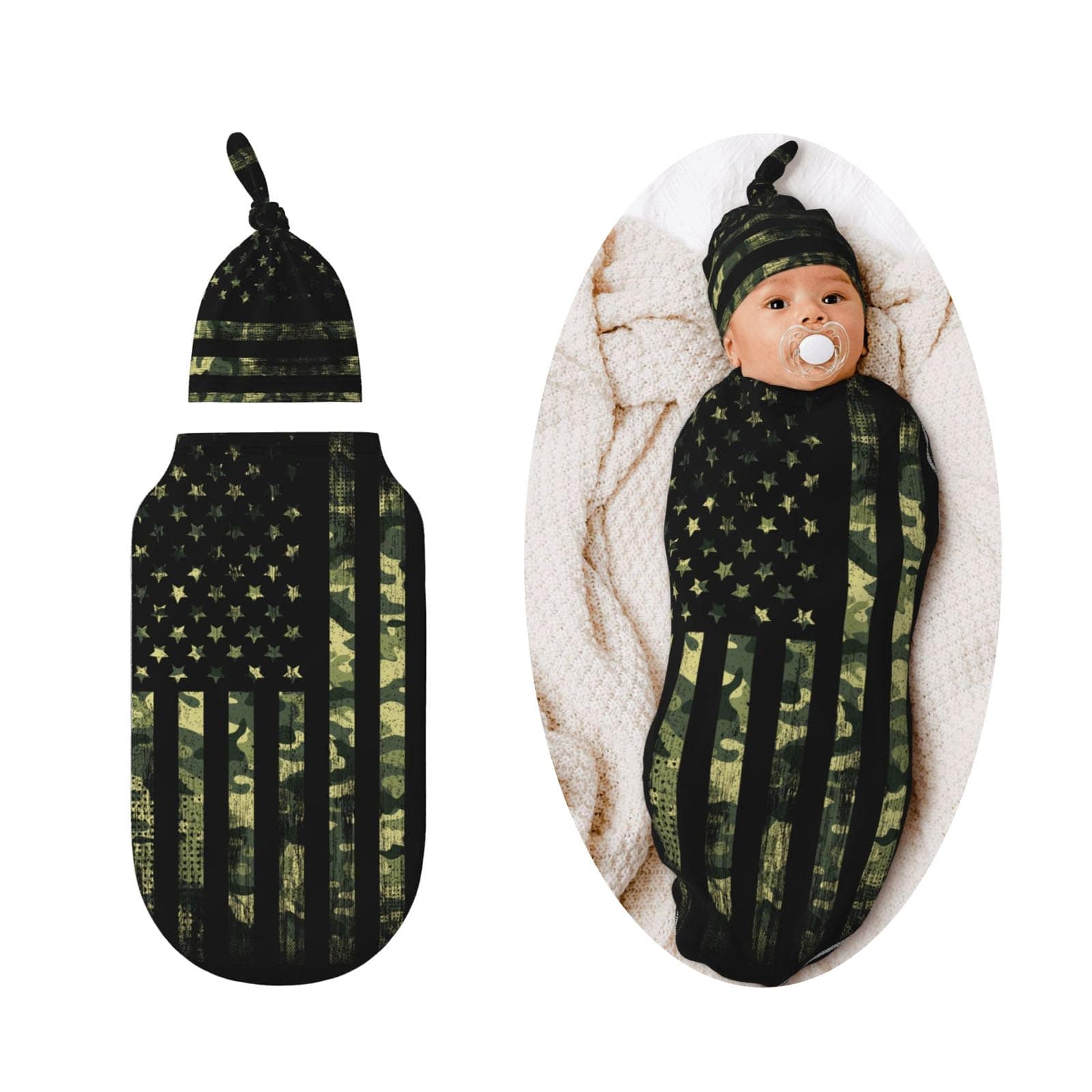 Camouflage Flag Swaddle Blanket Newborn Baby Swaddle Wrap Soft Sleeping Bag for Baby Girls Boys