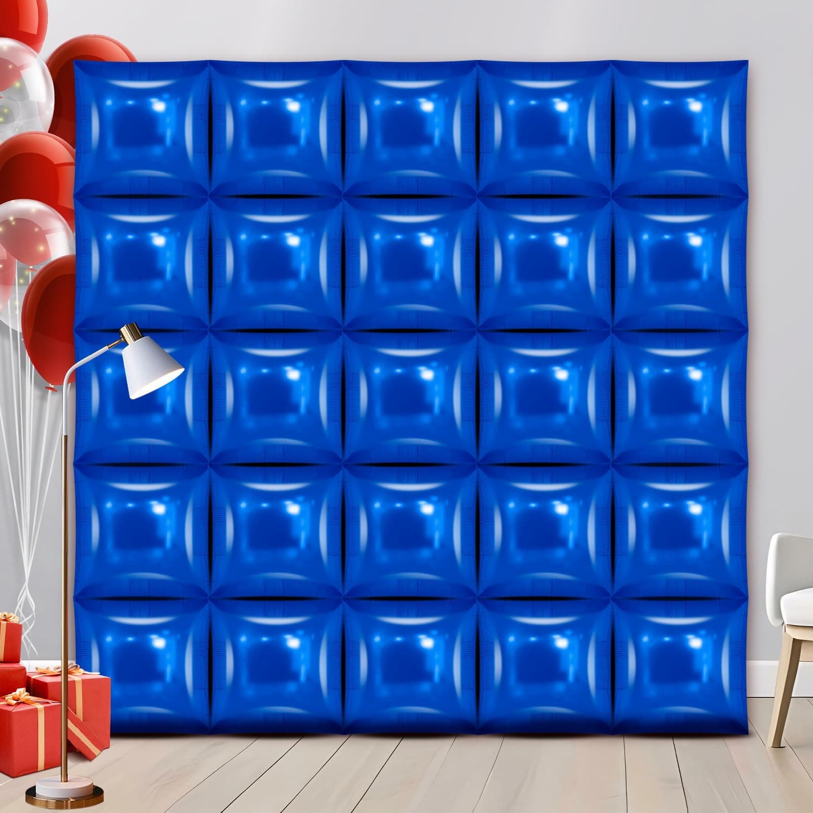 25 PCS Blue Square Foil Balloons Wall Backdrop- Arch Tunnel Decorations Kit for Birthdays Graduation Celebrations Weddings Corporate Events Holiday Parties(Blue)