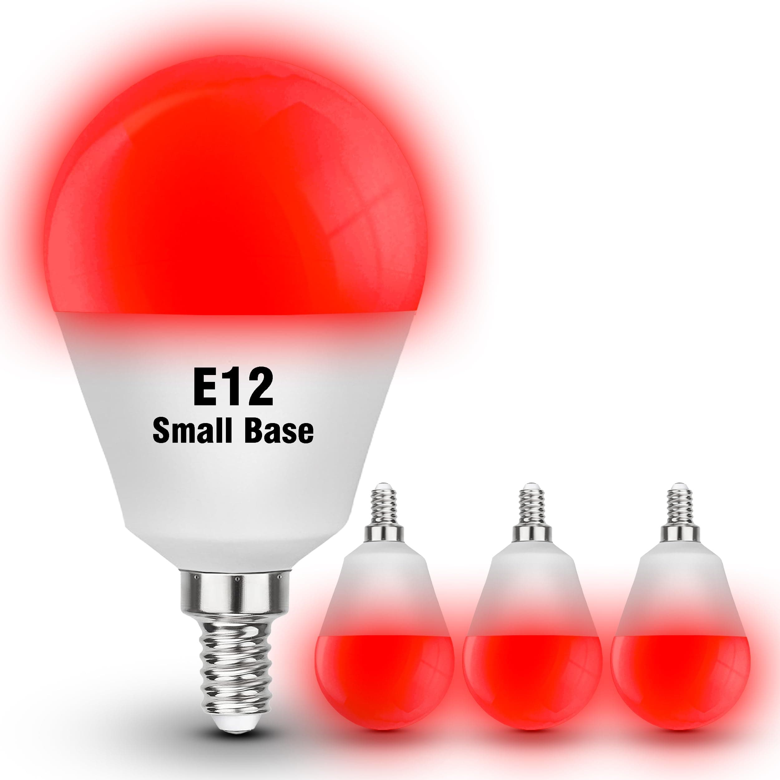 E12 Red Light Bulbs for Sleep 25w-40w Equivalent, 625nm Red Night Light 3W 300LM, G45 Blue Light Blocking, E12 Candelabra Small Base for Bedroom Porch Christmas Holiday Festival, Non-Dimmable, 4 Pack