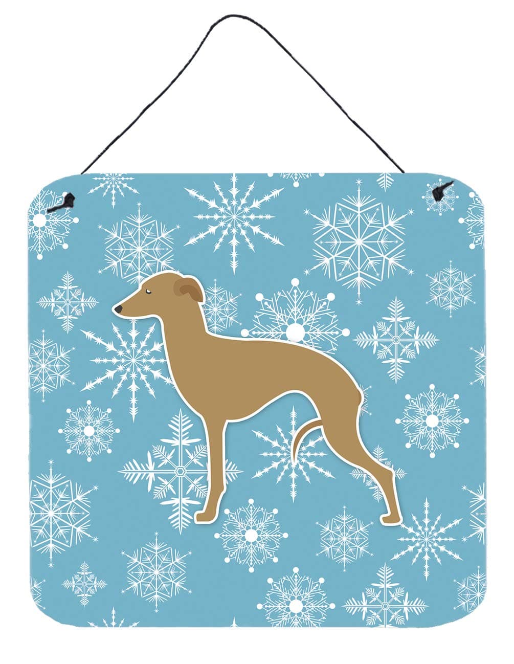 Caroline's Treasures BB3514DS66 Winter Snowflake Italian Greyhound Wall or Door Hanging Prints Aluminum Metal Sign Kitchen Wall Bar Bathroom Plaque Home Decor, 6x6, Multicolor