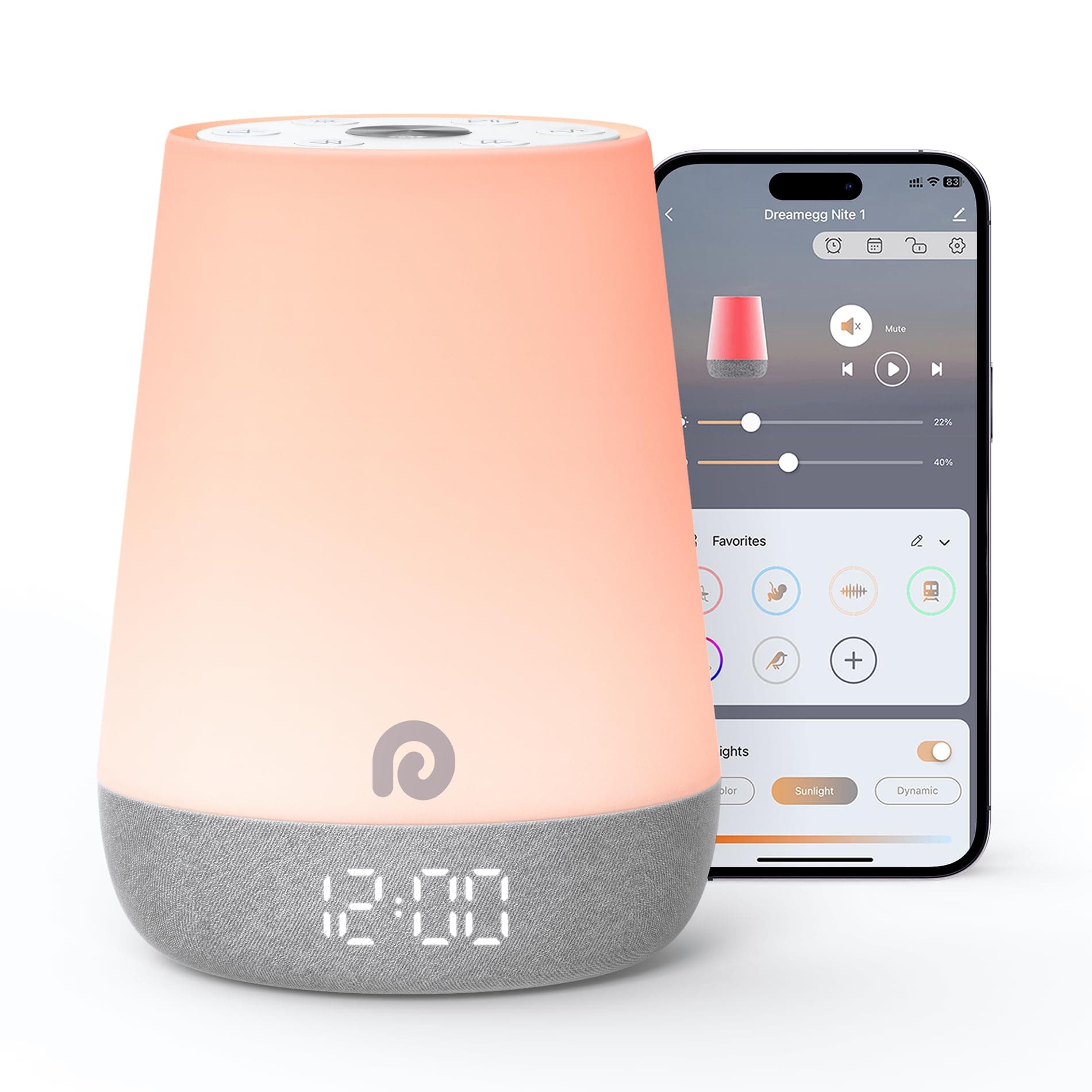 Dreamegg White Noise Machine, Baby Sound Machine with Alarm Clock & Light