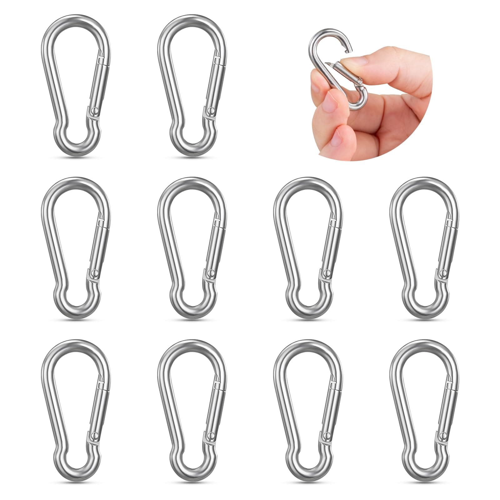 Small Carabiners, Stainless Steel Caribeener Clips,1.57 Inch
