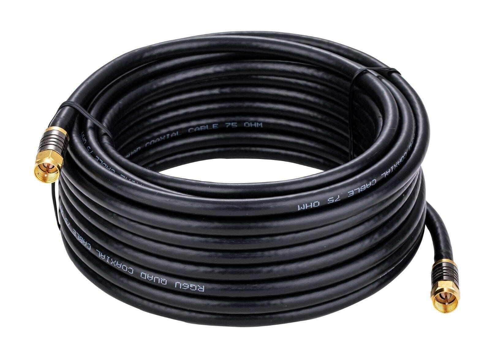 Cables Direct Online 3ft Black Quad Shield RG6 Coaxial Cable, F Pin and BNC Extension Wire for Satellite Dish, Cable TV, Antenna - Digital HD 3GHz Coax Cord with Weatherproof Connectors