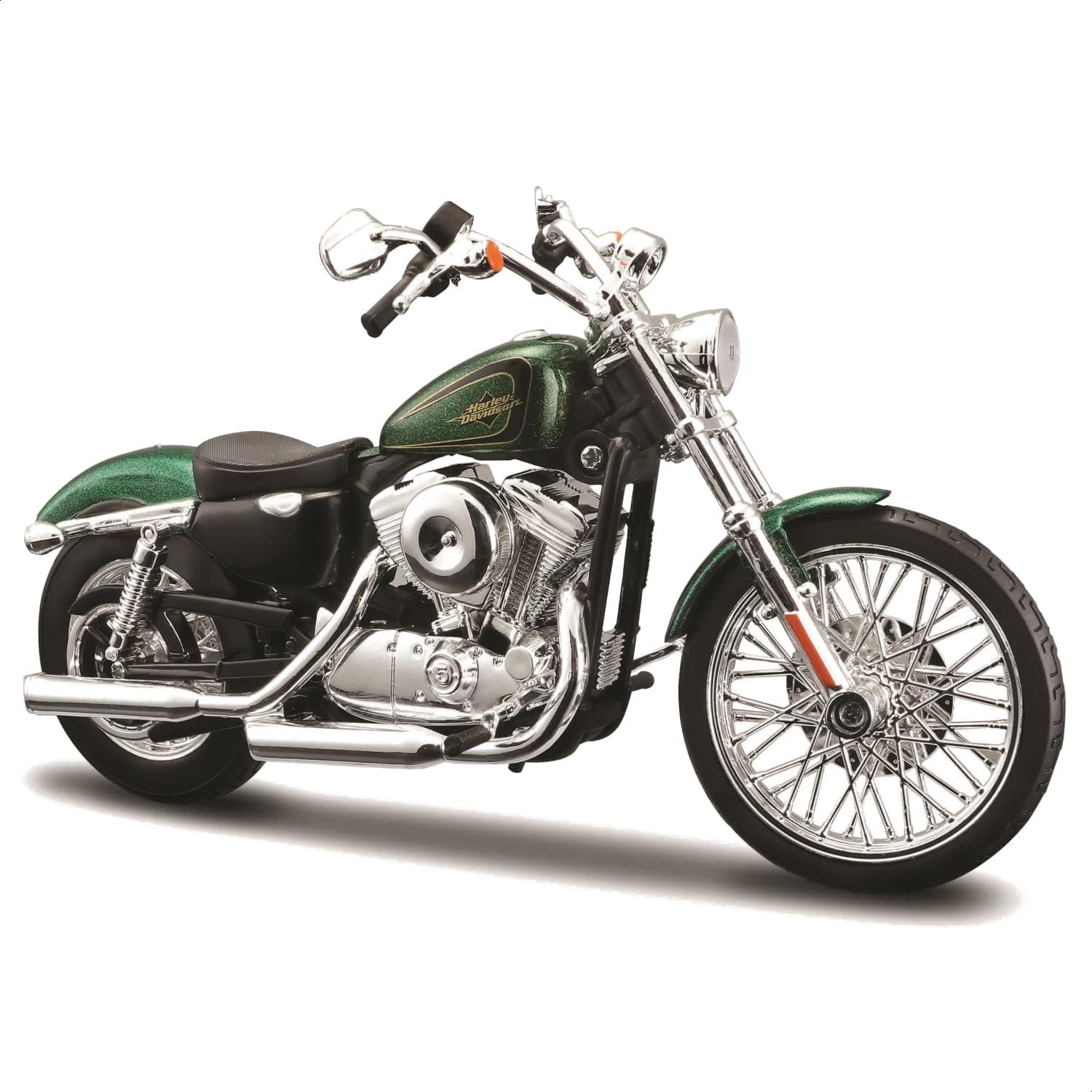 Maisto 32335GRN 2013 Harley Davidson XL 1200V Seventy Two Green Motorcycle Model 1/12, Black