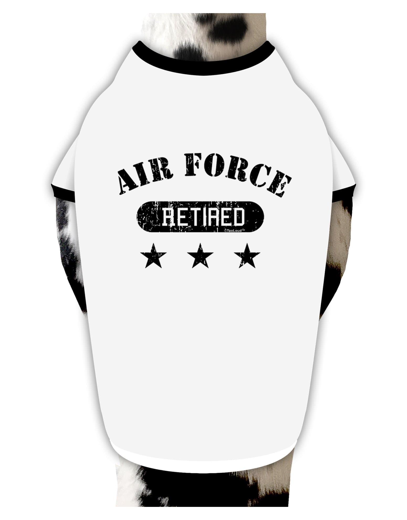 TOOLOUD Retired Air Force Dog Shirt White with Black Medium