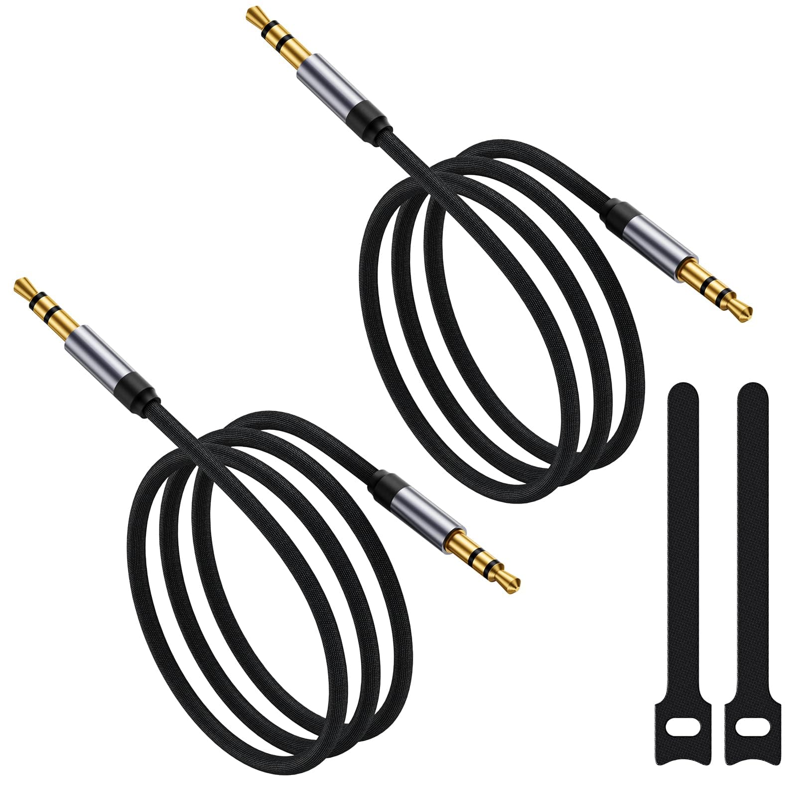 Deeyaple Aux Cord, 1M/3.3FT, 3.5mm Audio Cable Compatible with Beats, iPhone, iPad, Tablets, Headphone, Speakers, Male to Male Black (2)