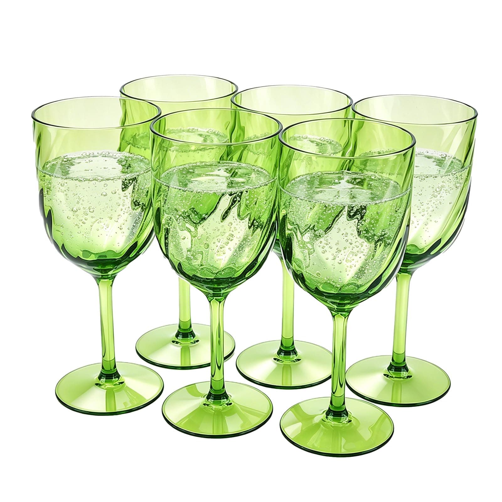 Yongzhenlite Acrylic Wine Tumblers, Green, Set of 6, 15oz