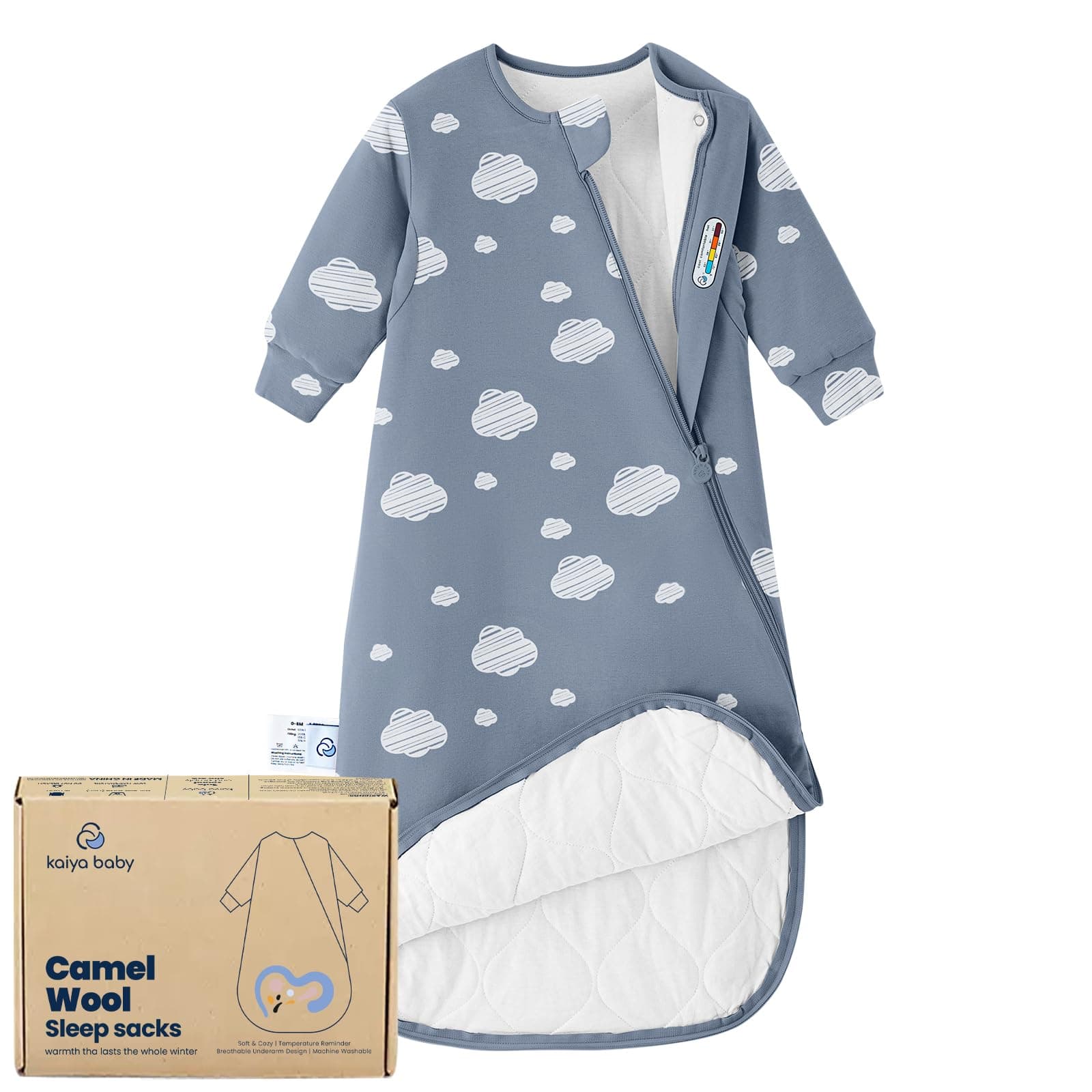 kaiya baby Unisex Sleeping Bag for Babies and Toddlers 2.5 Tog Sleep Sack 18-36Months, Long Sleeve Sleep Sack, Wearable Blanket Baby, One Piece with Sleeves, Gifts for Baby