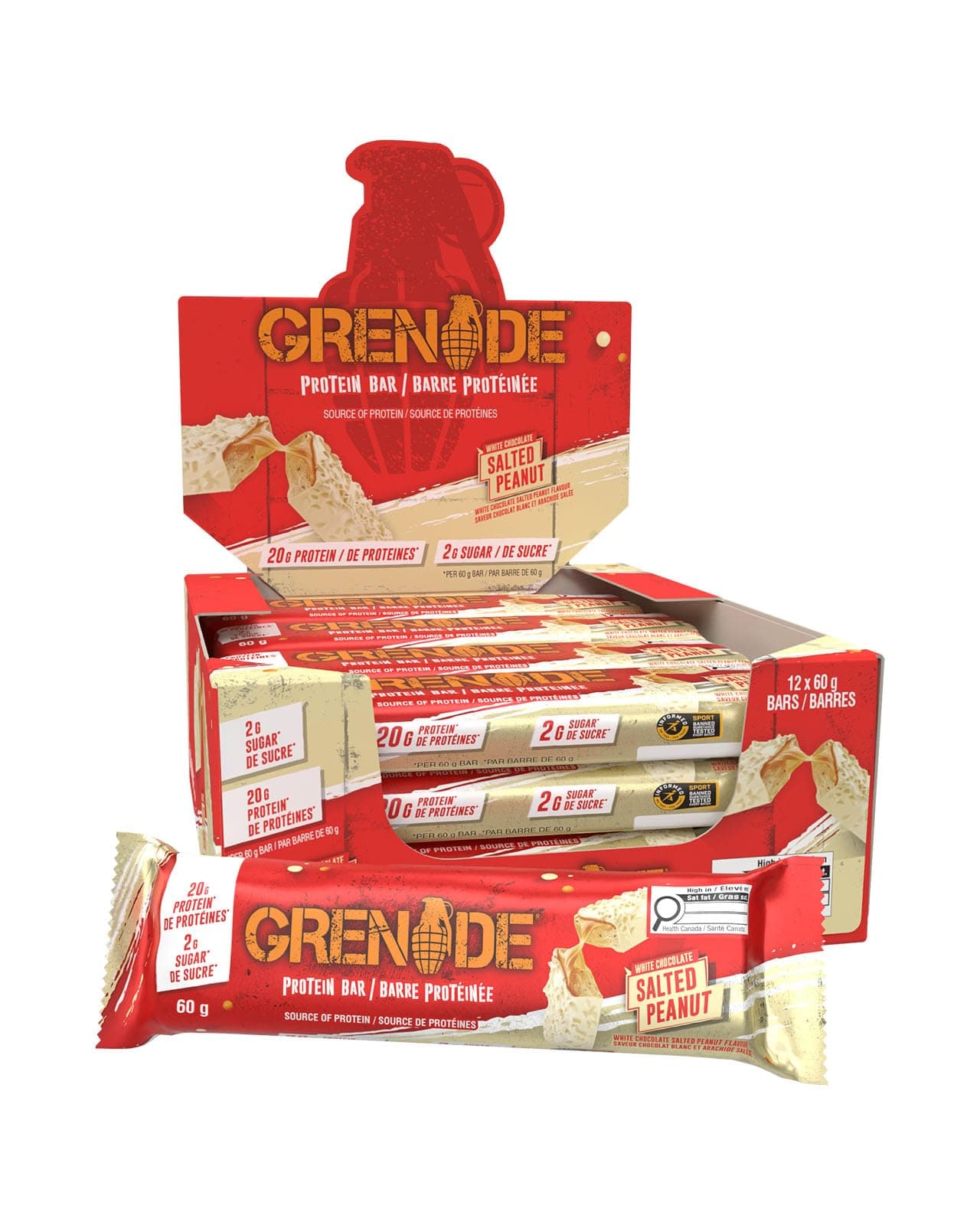 Grenade White Chocolate Salted Peanut Protein Bar, 12 x 60 g
