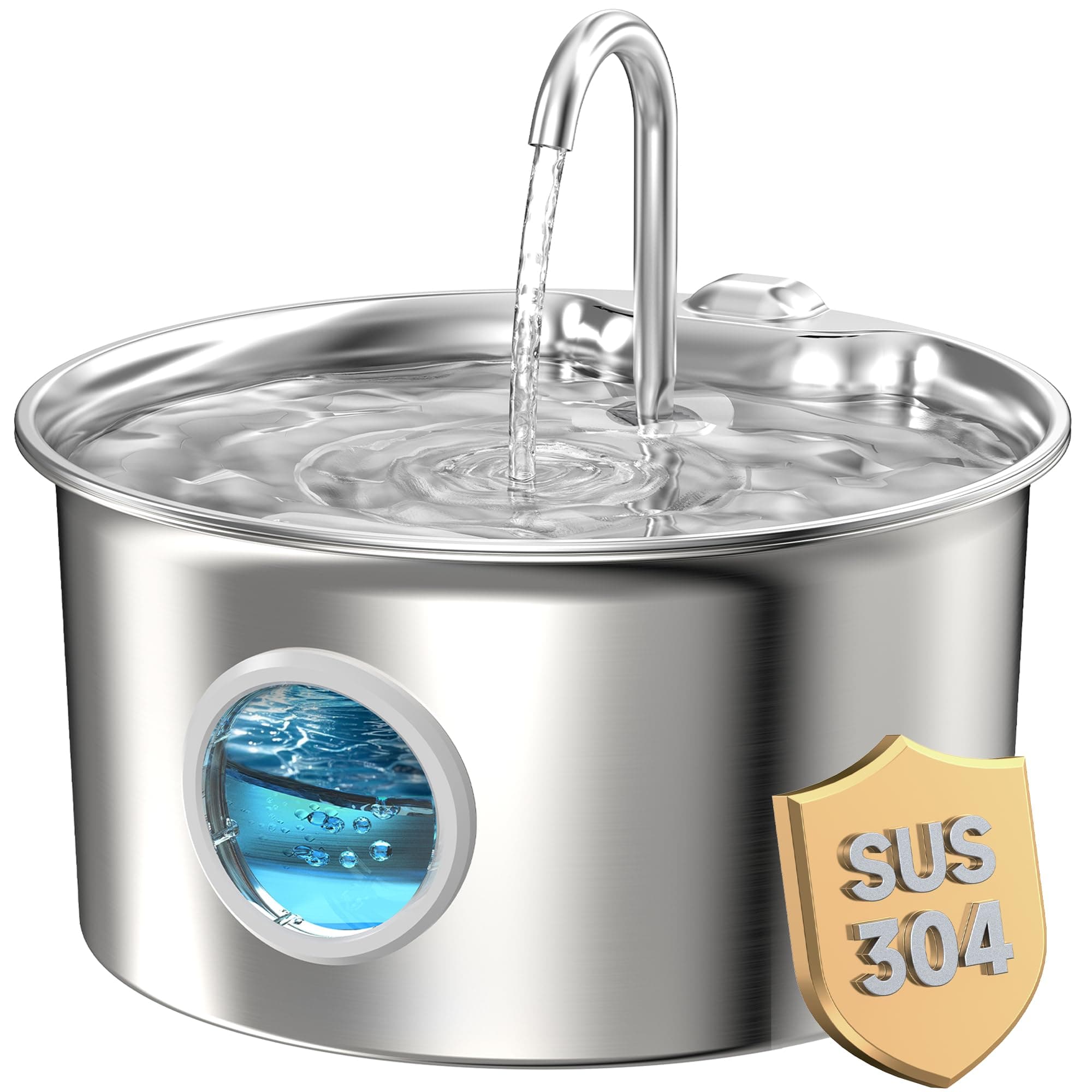 Cat Water Fountain Stainless Steel: Cat Fountain for Drinking - 88oz/2.6L