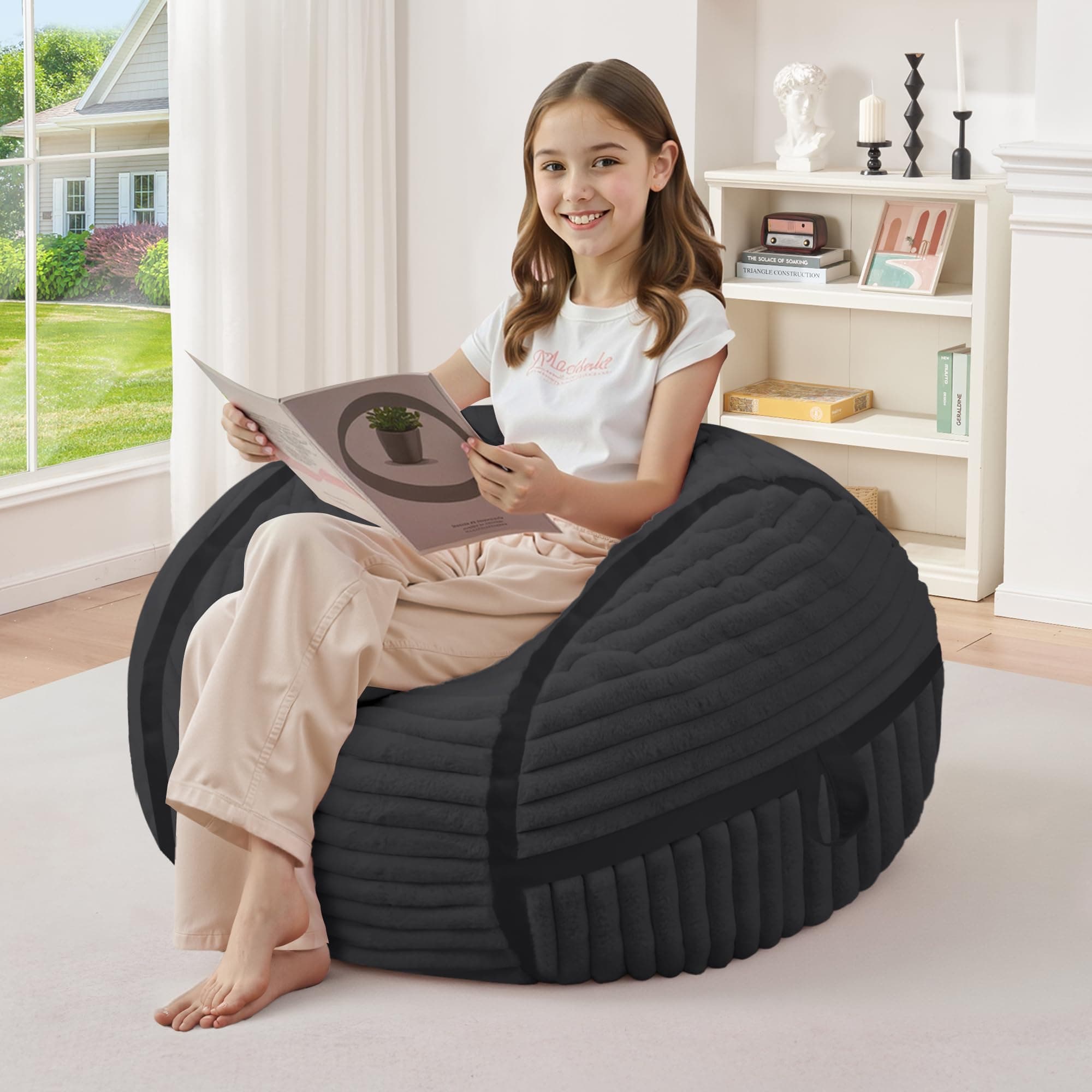 2FT Bean Bag Chair 2'Bean Bag Chairs with Memory Foam Filled Small Bean Bag