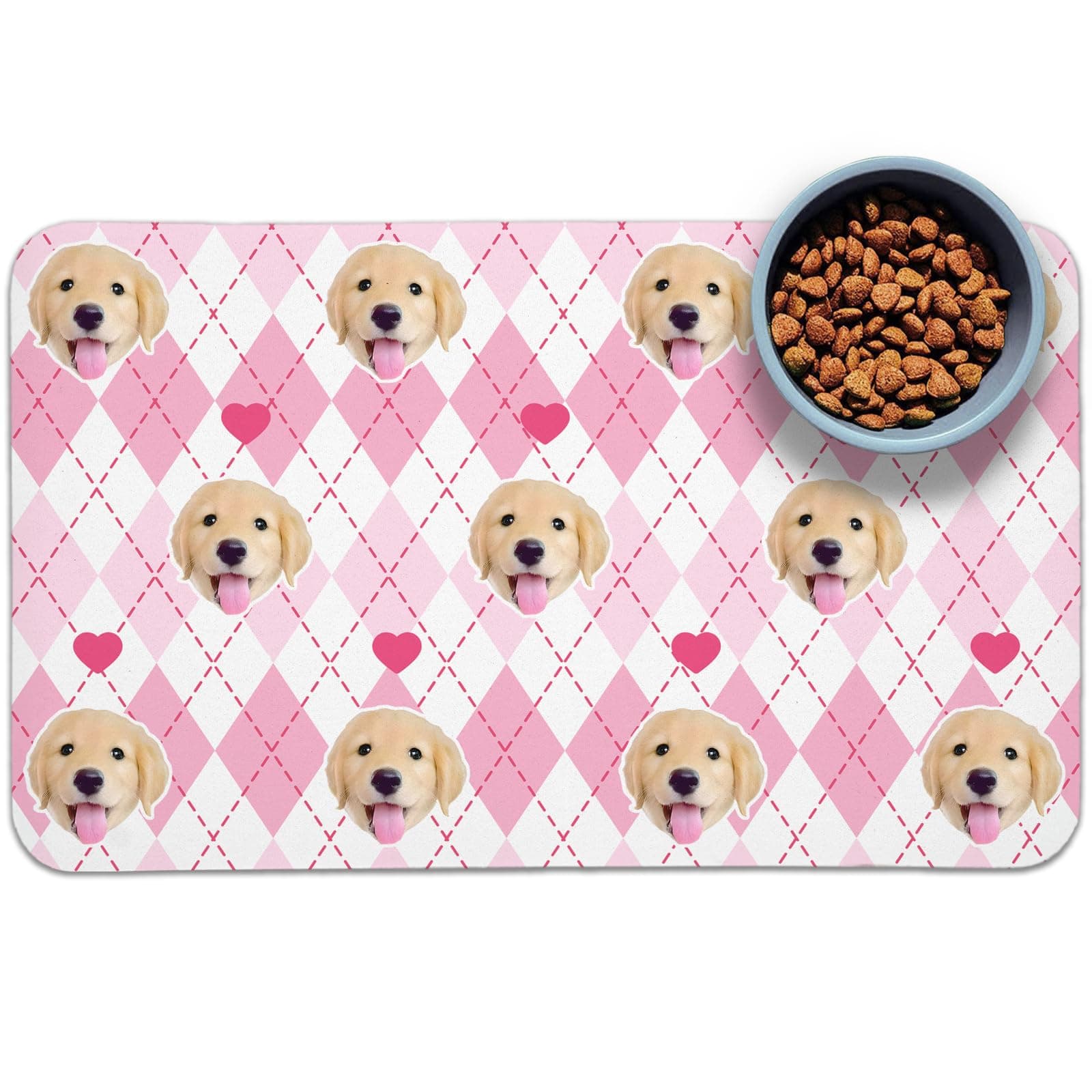 Personalized Dog Food Mat, Non Slip Personalized Cat Mats for Food and Water Customize Pet Feeding mats 12 * 20 Inch