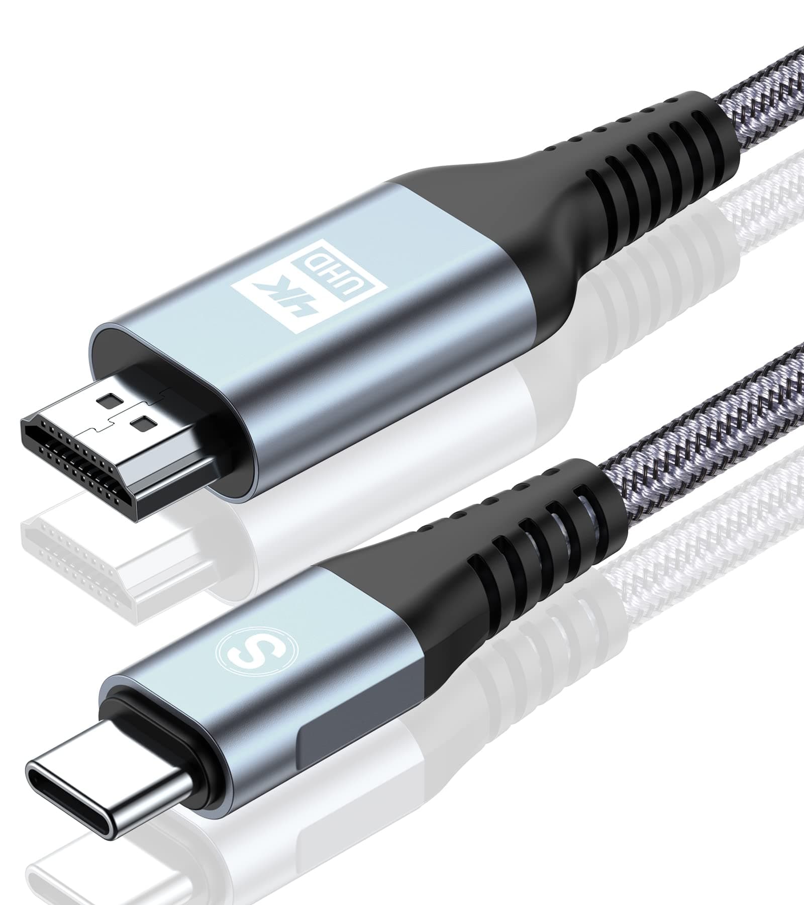 USB C to HDMI Cable 3FT 4K@30Hz,sweguard USB Type C to HDMI Cable Braided Thunderbolt 5/4/3 Adapter Compatible for iPhone 17/16/15 Pro/Max,MacBook,iPad Air/Pro,Samsung S26 S25 to S20,Surface,Dell,HP