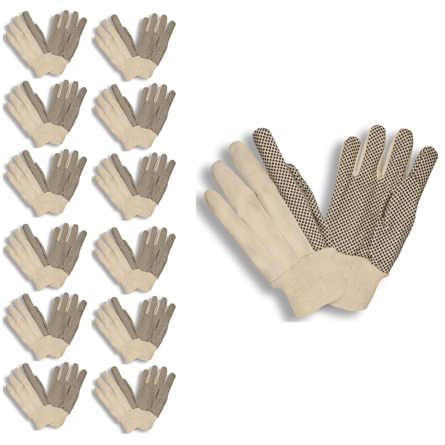 Cordova 2610 Medium Weight Gloves, Cotton Canvas, Black PVC Dots, Knit Wrist, Large, 12-Pack