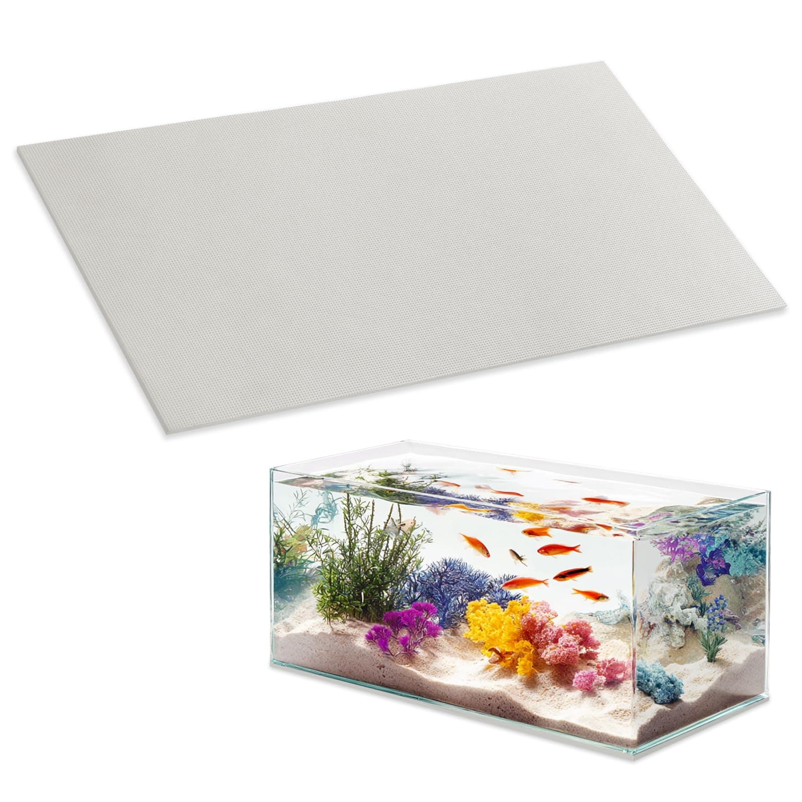 Aquarium Leveling Mat, 15 x 30 Inch Fish Tank Mat, 6mm Thick Non-Slip Cushion, Water Resistant Under Tank Pad for Aquariums and Terrariums, Easy to Trim, Gray