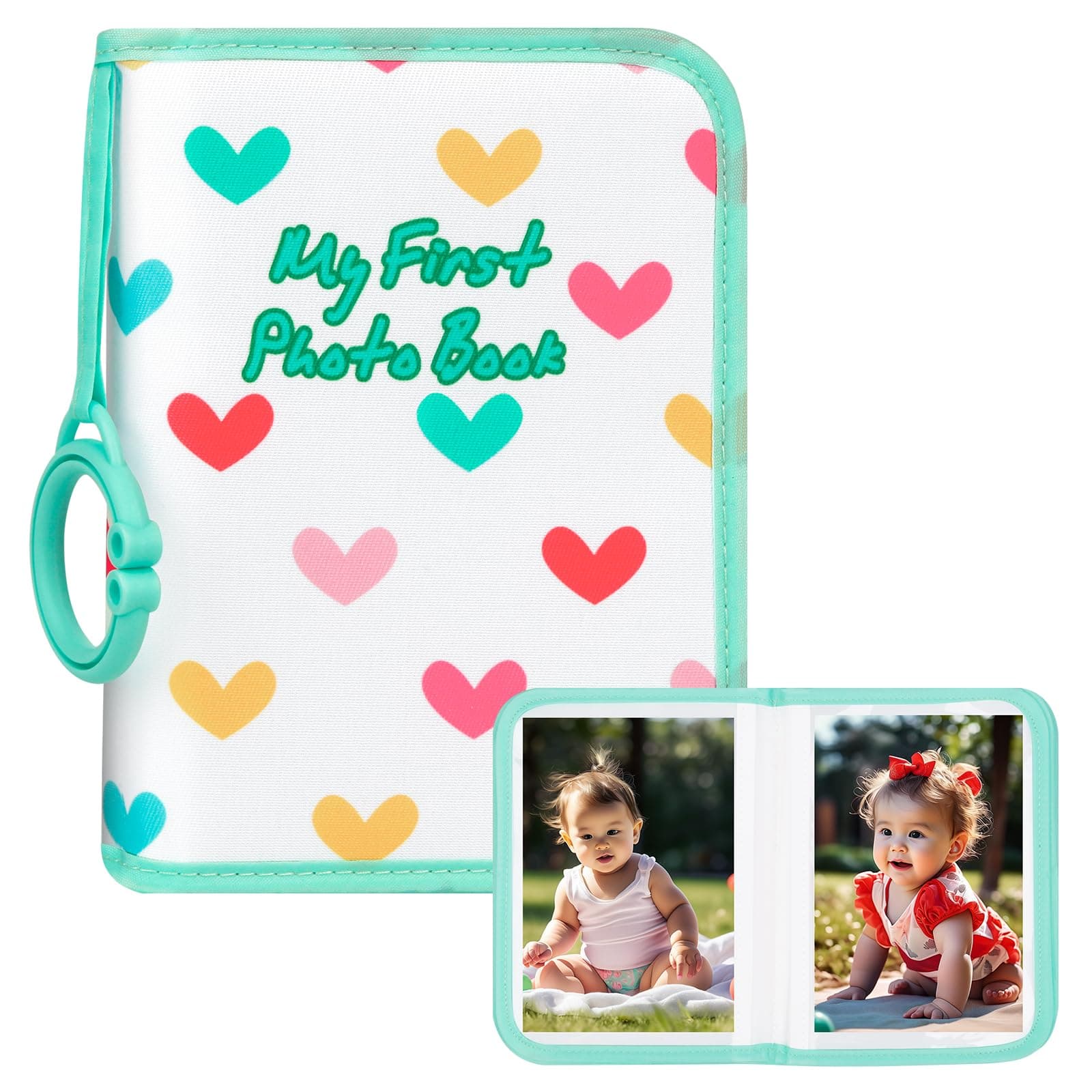 My first Soft Baby Photo Book Holds 21 4x6 Photos,Cute Book Gift,Green