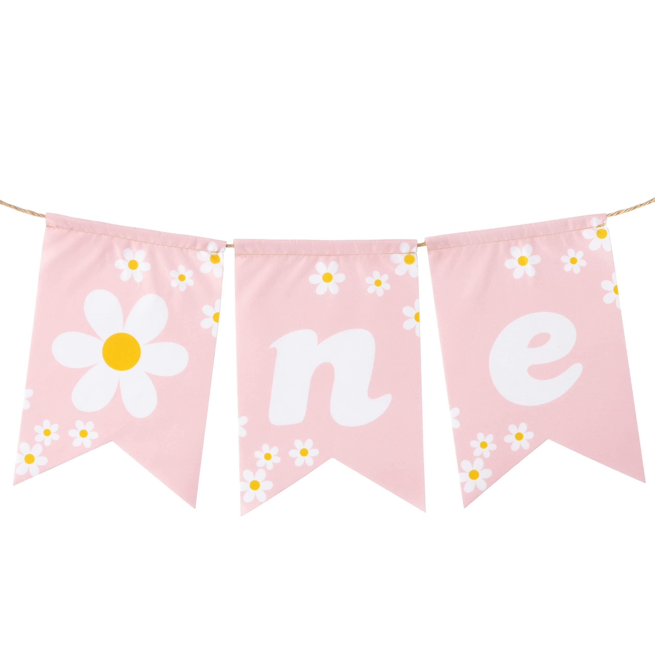 Daisy Themed 1st Birthday Burlap Banner Decoration,Wall Hanging Daisy Themed Banner Decor With Pink Pattern Baby Shower Hanging Banner Sign Decor Theme Party Indoor Decorations