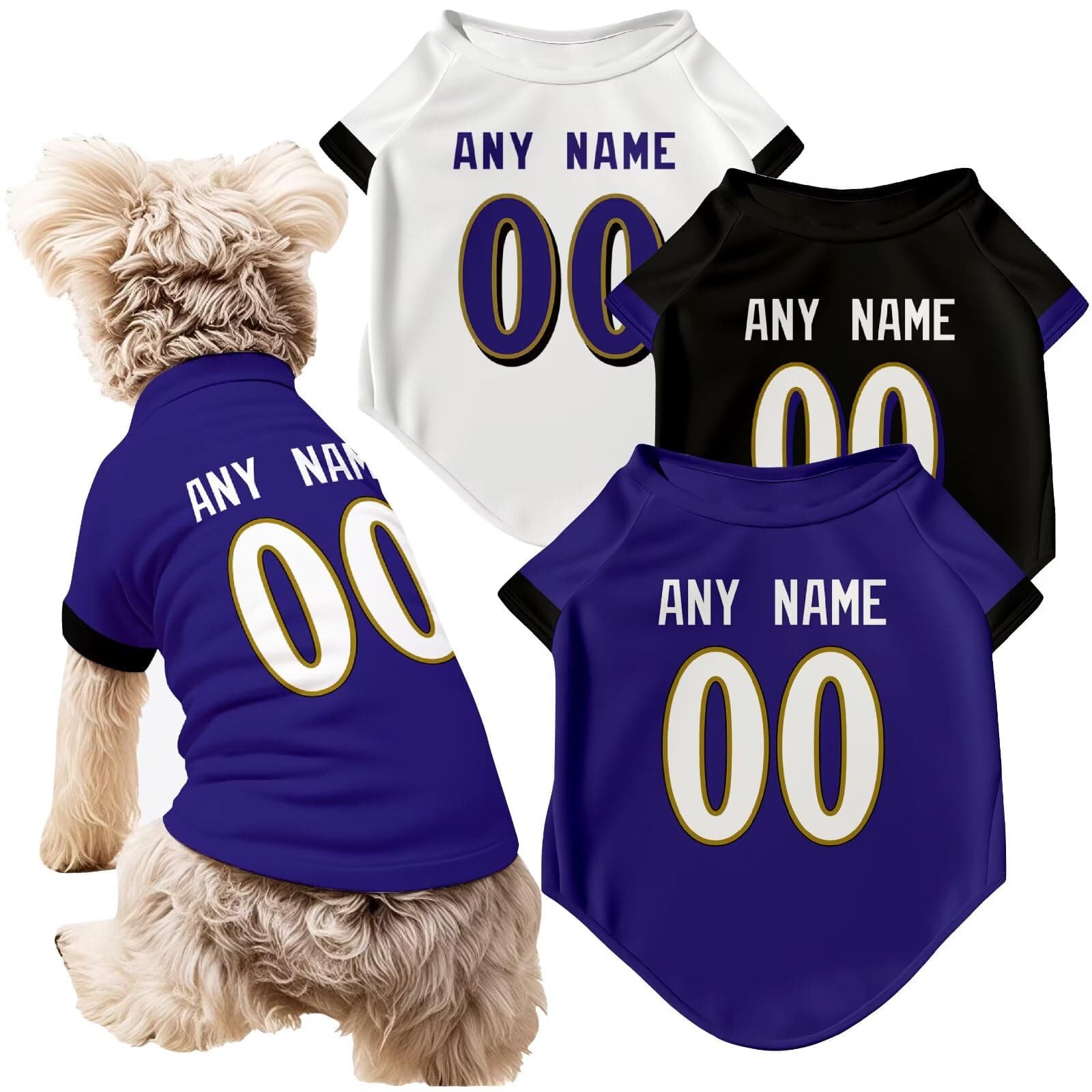 ANTKING Baltimore Dog T-Shirt Jersey Style Pet Clothes Personalized Custom Name and Number Gifts
