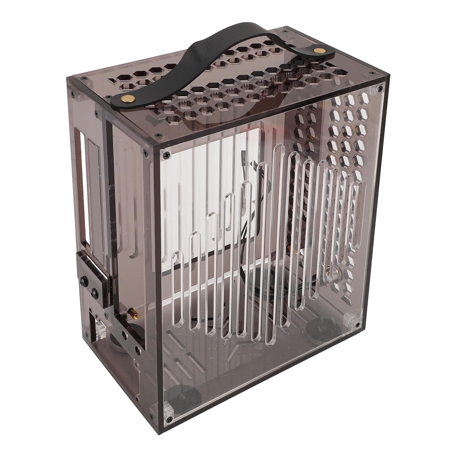 Miniature ITX Computer Case, for Power Supply, 190mm Graphics Card Length, 360 Degree Open Hollow Airflow Design, Compatible with ITX Motherboard, 2x2.5 Inch SSD, 23x20.5x12cm,