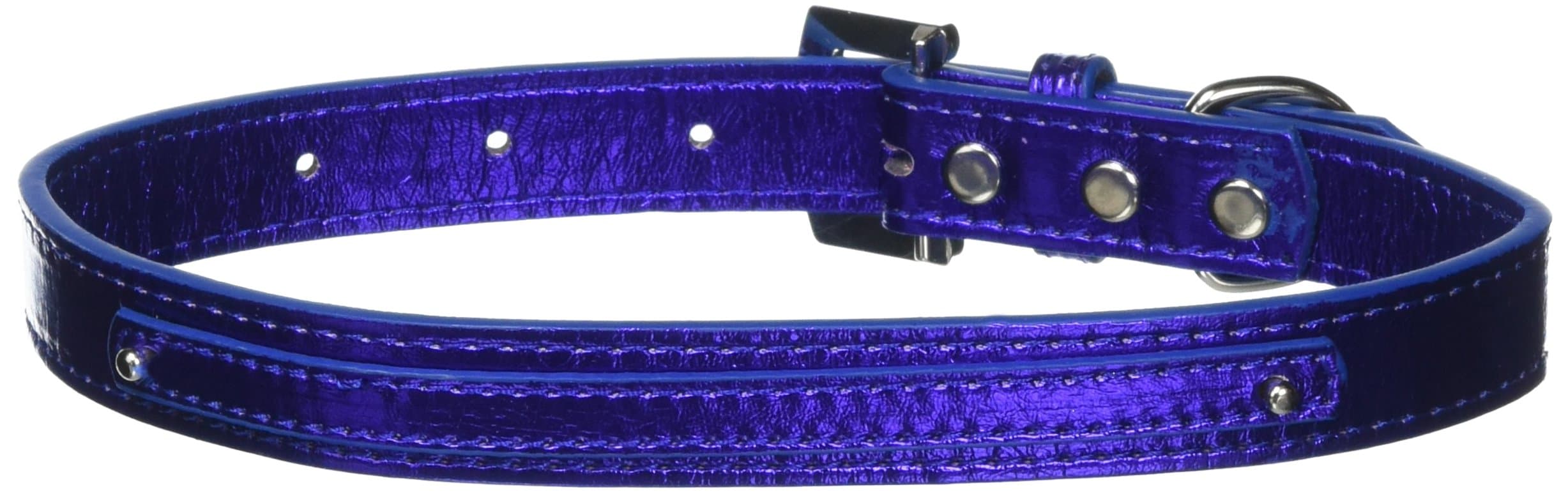 Mirage Pet Products 3/8-Inch Metallic 2-Tier Dog Collar, Large, Blue