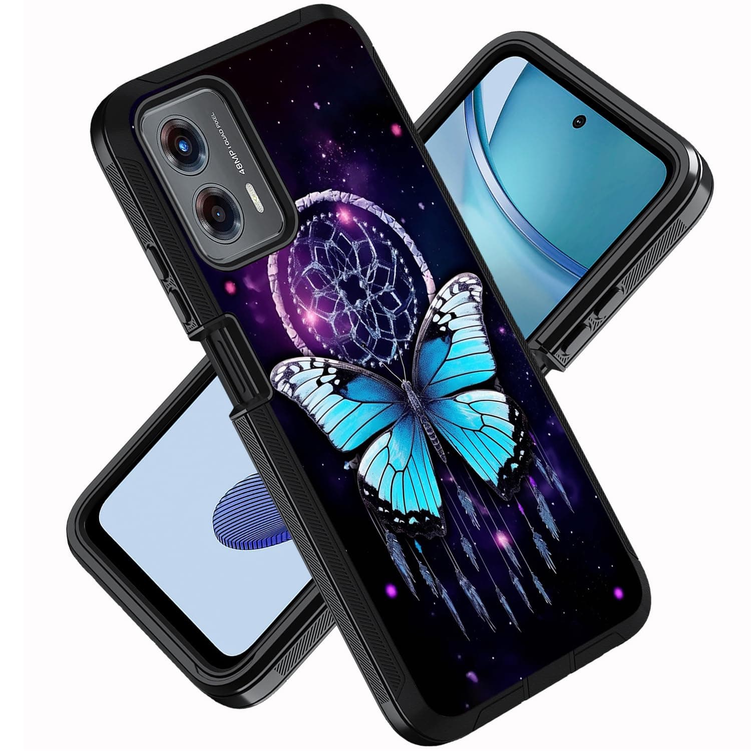 ZXHSBROK for Motorola Moto G 5G 2024 / Moto G Play 5G 2024 Case, Military Grade Heavy Duty 3-Layer Shockproof Drop Protective Cover for Moto G 5G 2024, Dreamcatcher Butterfly
