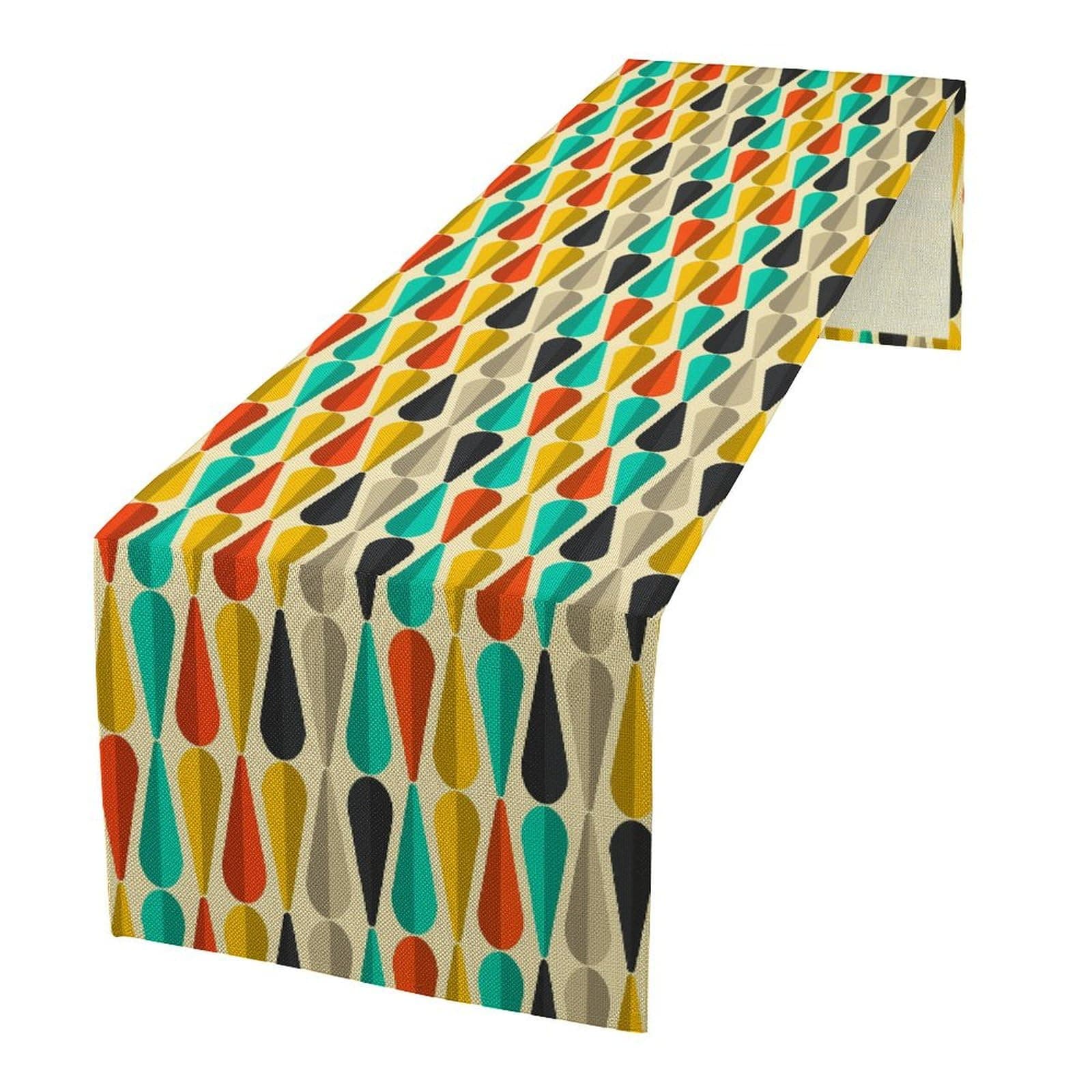 XBDDZSW Mid Century Table Runner, Abstract Aesthetic Geometric Mid Century Retro Modern Patterns Printed Linen Table Runner for Home Kitchen Dining Table Decoration 13x36 Inch