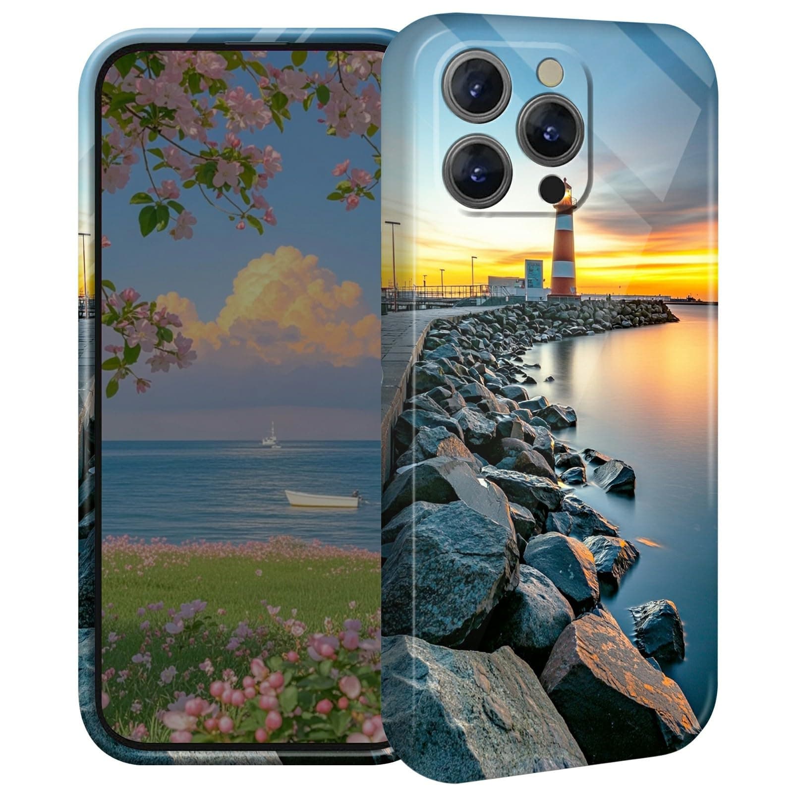 BEOTIWAD Citys Lighthouse Phone Case for iPhone 13 Pro 6.1" Hard PC Full Protective Cover Design Shockproof Protective Cover for iPhone 13 Pro 6.1"