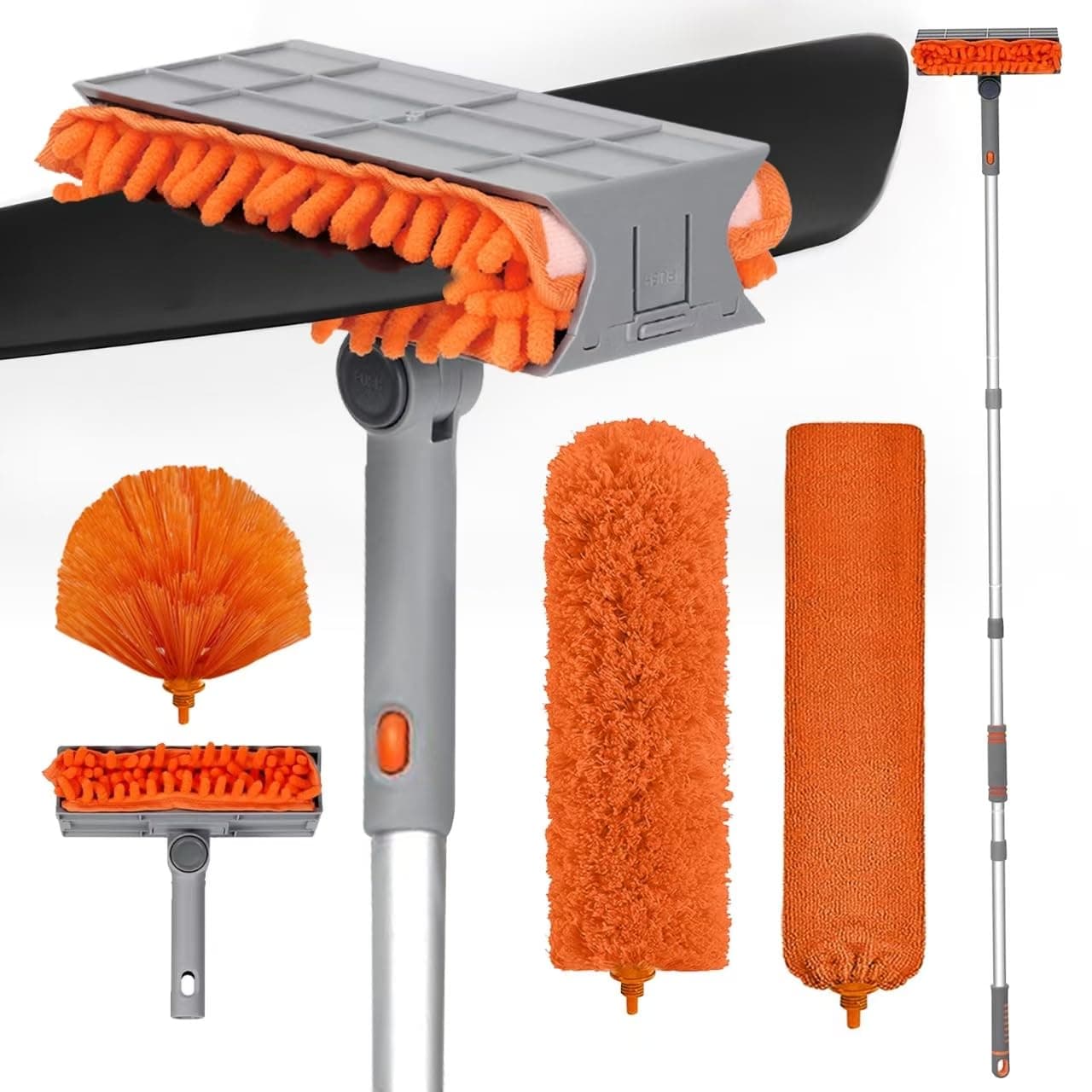 Ceiling Fan Cleaner Duster with 72 Inch Extendable Long Handle, Reusable Chenille Microfiber Cleaning Duster Kit for Ceiling Fan, Wall Blinds