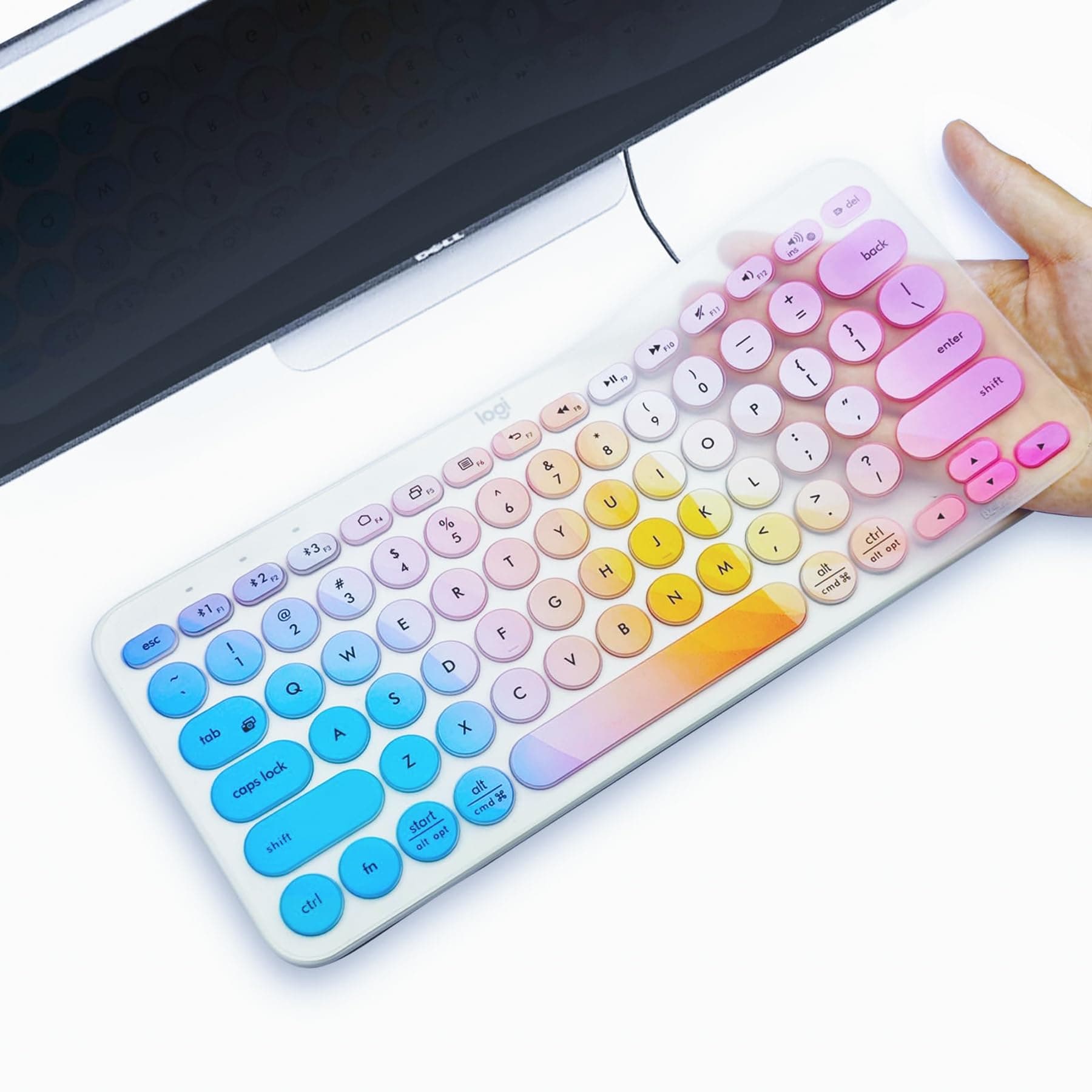 Keyboard Cover Silicone for K380 Logitech,Premium Ultra Thin Keyboard Cover for Logitech K380 Ergonomic Wireless Keyboards, Waterproof Dustproof Keyboard Skin Easy to Clean (Gradient Mint Green)