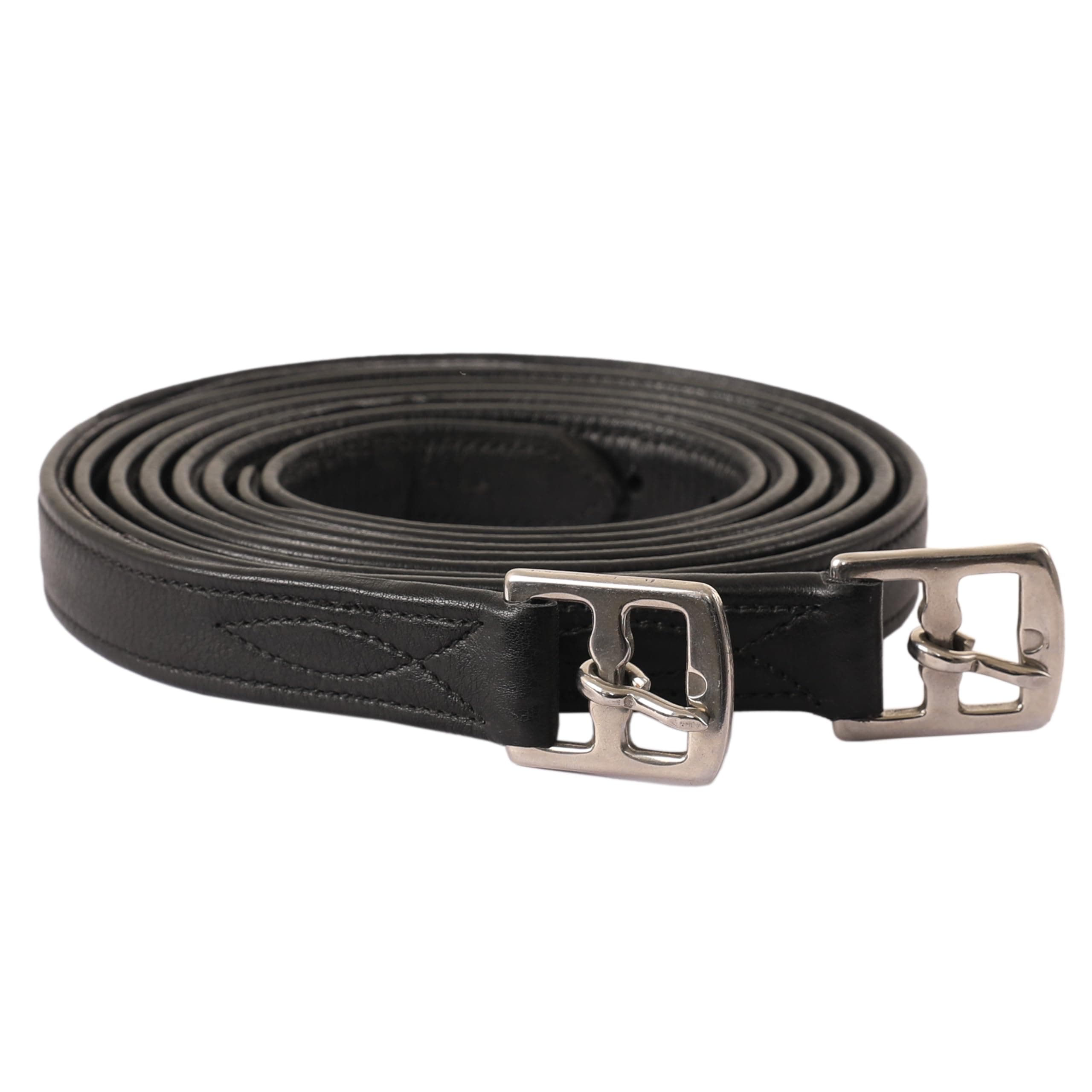 Calfskin Stirrup Leathers | Non-Stretch Nylon Core | 1" Cowhide Leather for English Saddles–Jumping, Dressage–Stainless Steel Buckles (48"/120cm to 62"/155cm)