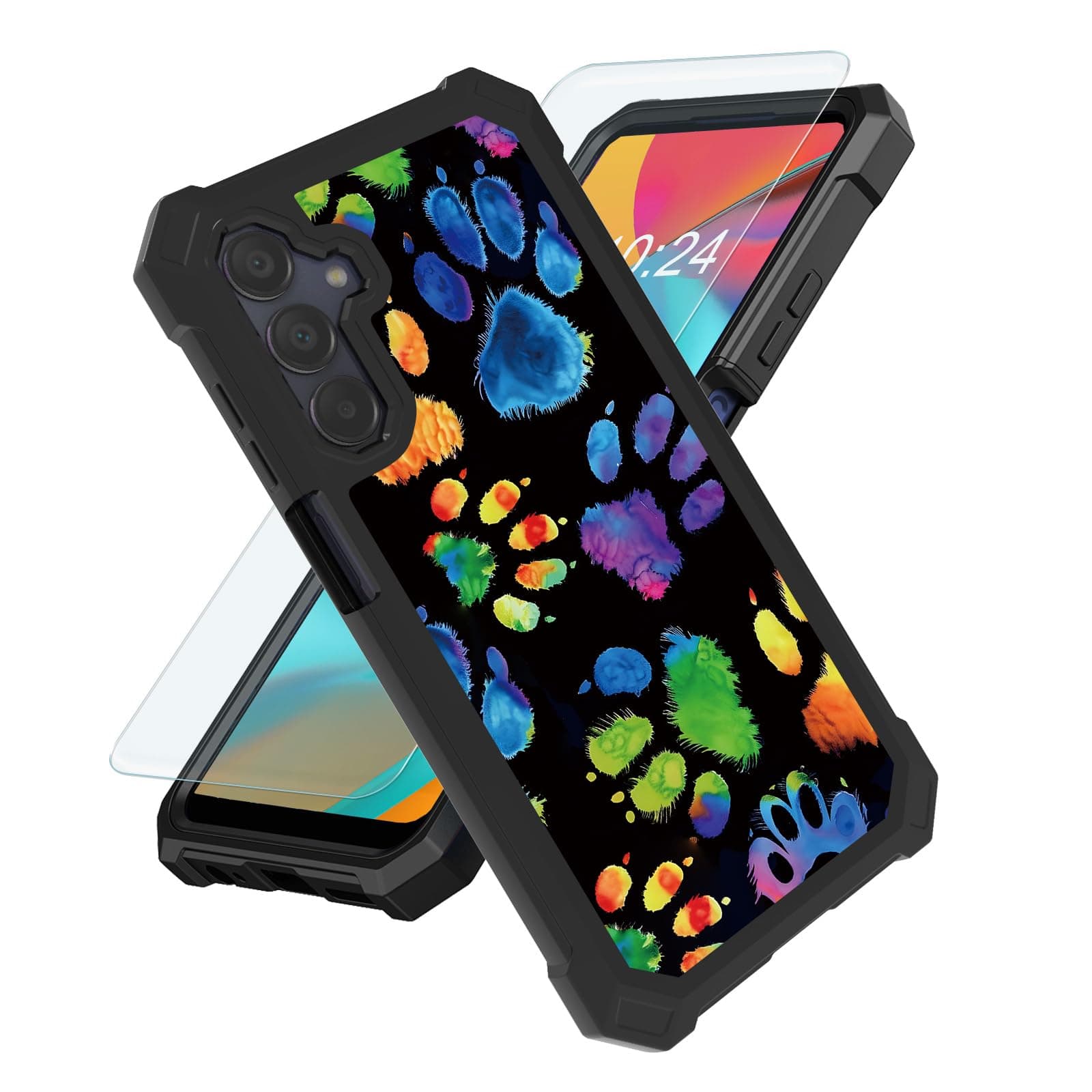 Tudguiloae for Samsung Galaxy A16 5G Phone Case, TPU & PC Dual Layer Heavy Duty Protection for Samsung Galaxy A16 Phone Case, Shockproof Four Corner Anti-Fall Phone Bumper, Colorful Paws