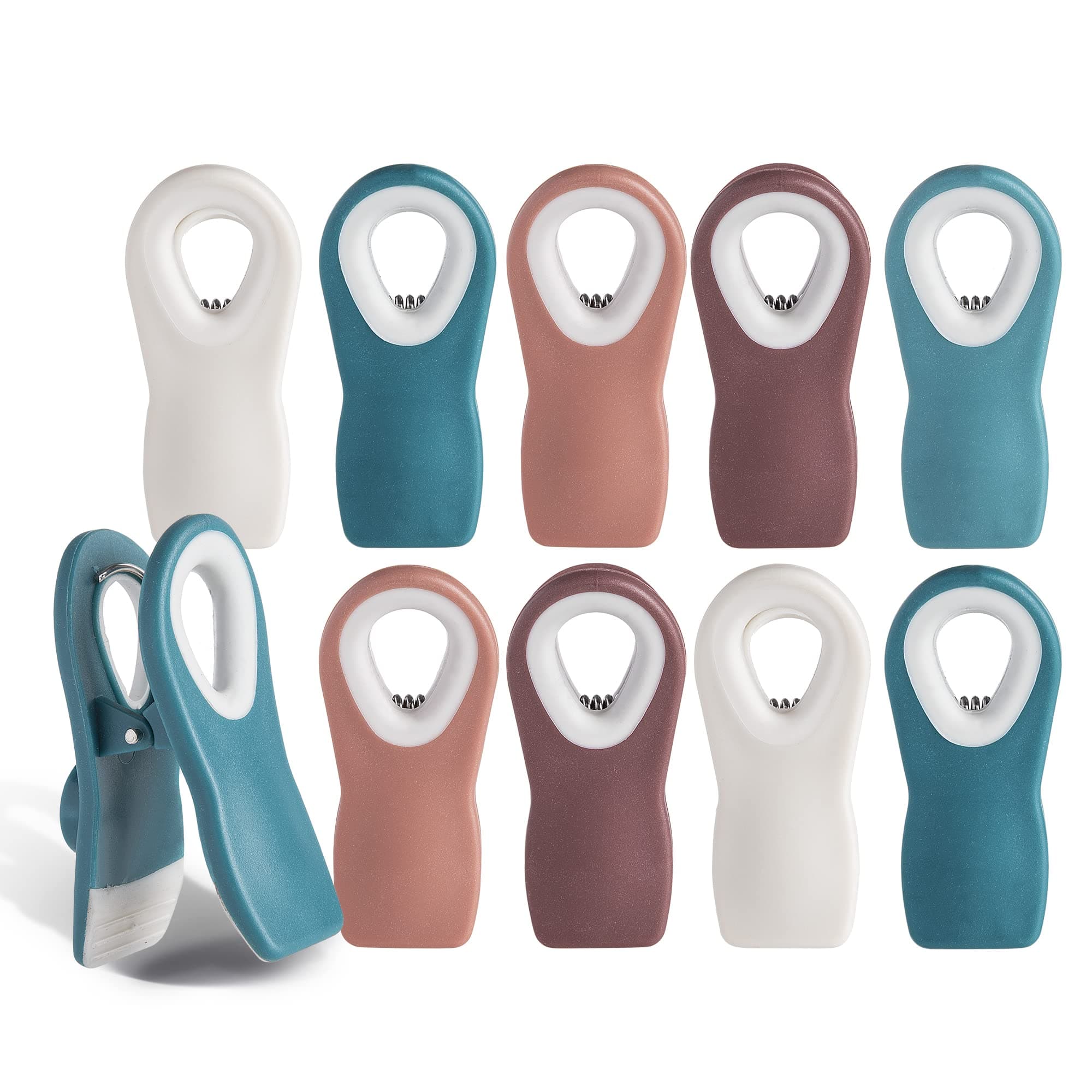 COOK WITH COLOR 10 Pc Bag Clips - Food Clips, Chip Clips, Bag Clips for Food Storage with Air Tight Seal Grip for Bread Bags, Snack Bags and Food Bags (Teal and Mauve)
