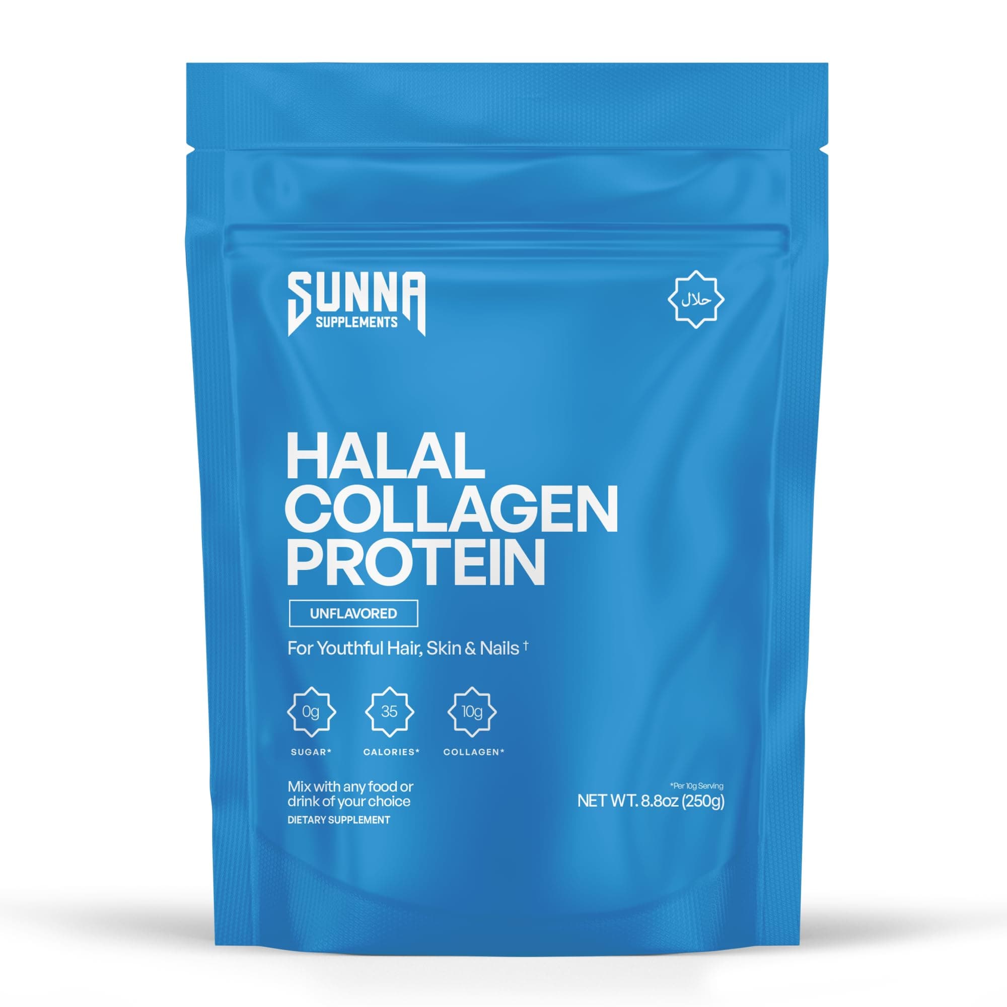 SUNNA SUPPLEMENTS Halal Bovine Collagen Protein Powder - 250g - Unflavoured