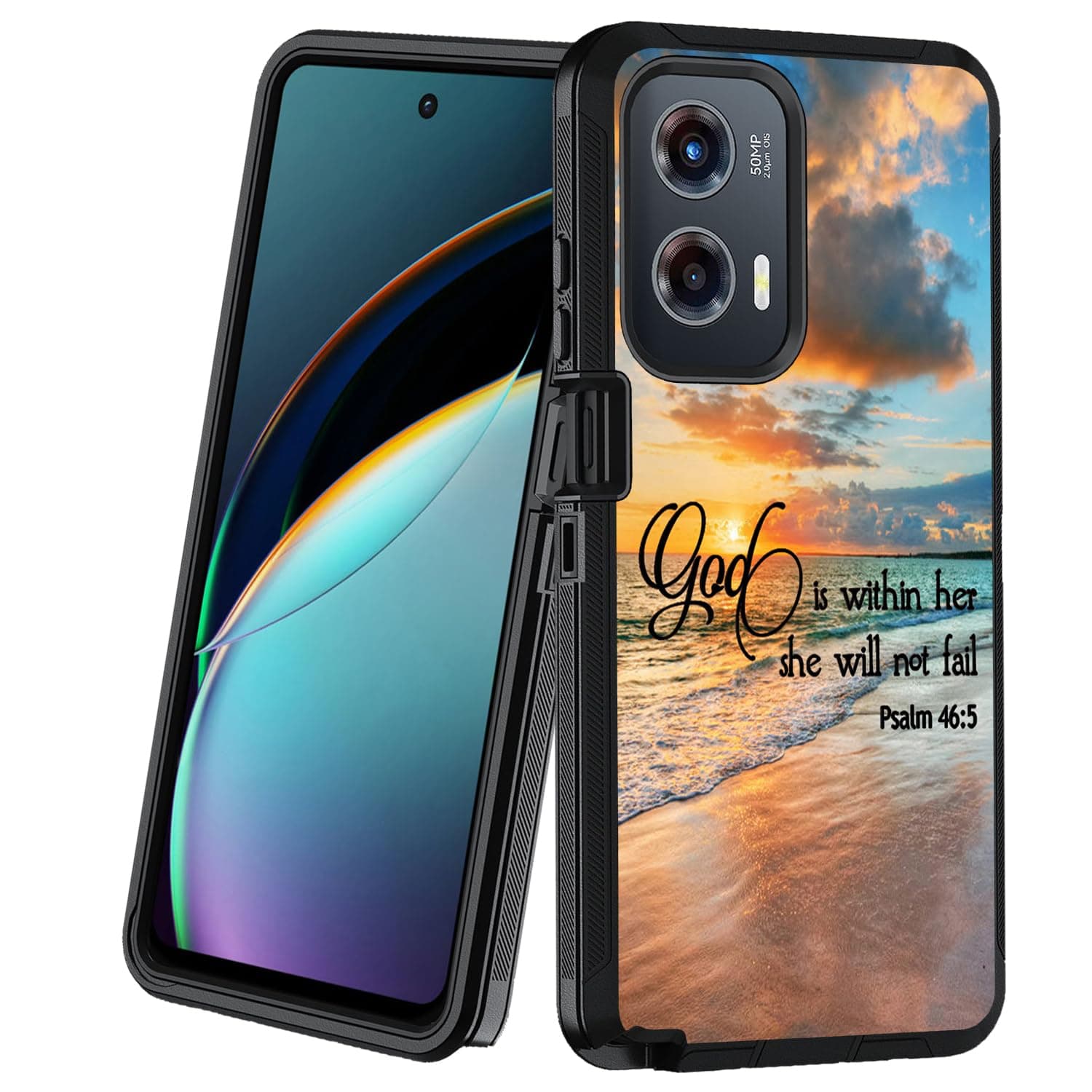 BXIKEOPIU for Moto G Stylus 5G 2024 Case, Heavy Duty 3-Layer Shockproof Dust/Drop Proof Full-Body Rugged Protective Cover for Motorola Moto G Stylus 5G 2024, Christian Quote Bible Verse Psalm 46:5