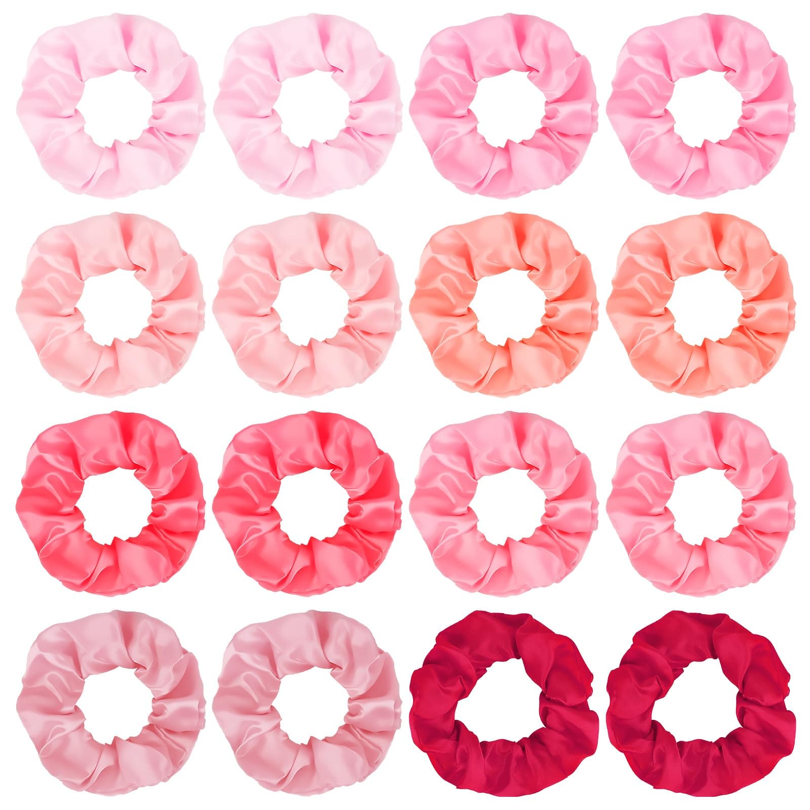16 Pcs Satin Scrunchies Bridesmaid Proposal Gifts Hair Ties Scrunchies for Women Girls Bachelorette Party Favors (Pink-Multicolored)
