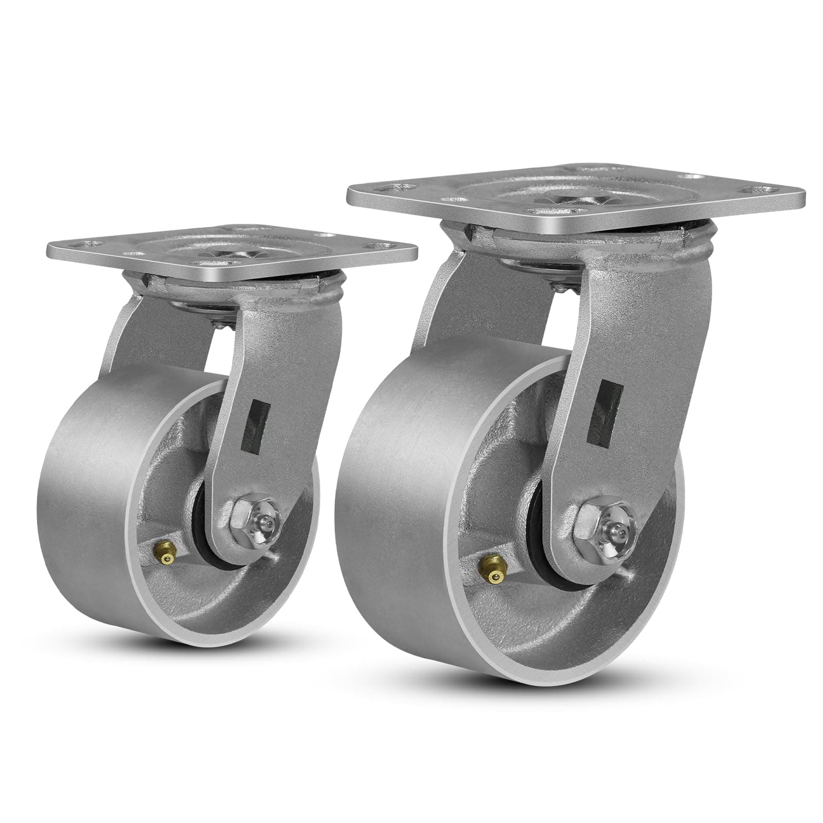 FOVERSWIVE 4" x 2" Industrial Casters - Heavy Duty Casters, Cast Iron Wheels, Steel Casters, Holds up to 1600 lbs for Platform Trucks, U-Boat Carts, Workbench (2 Swivels)