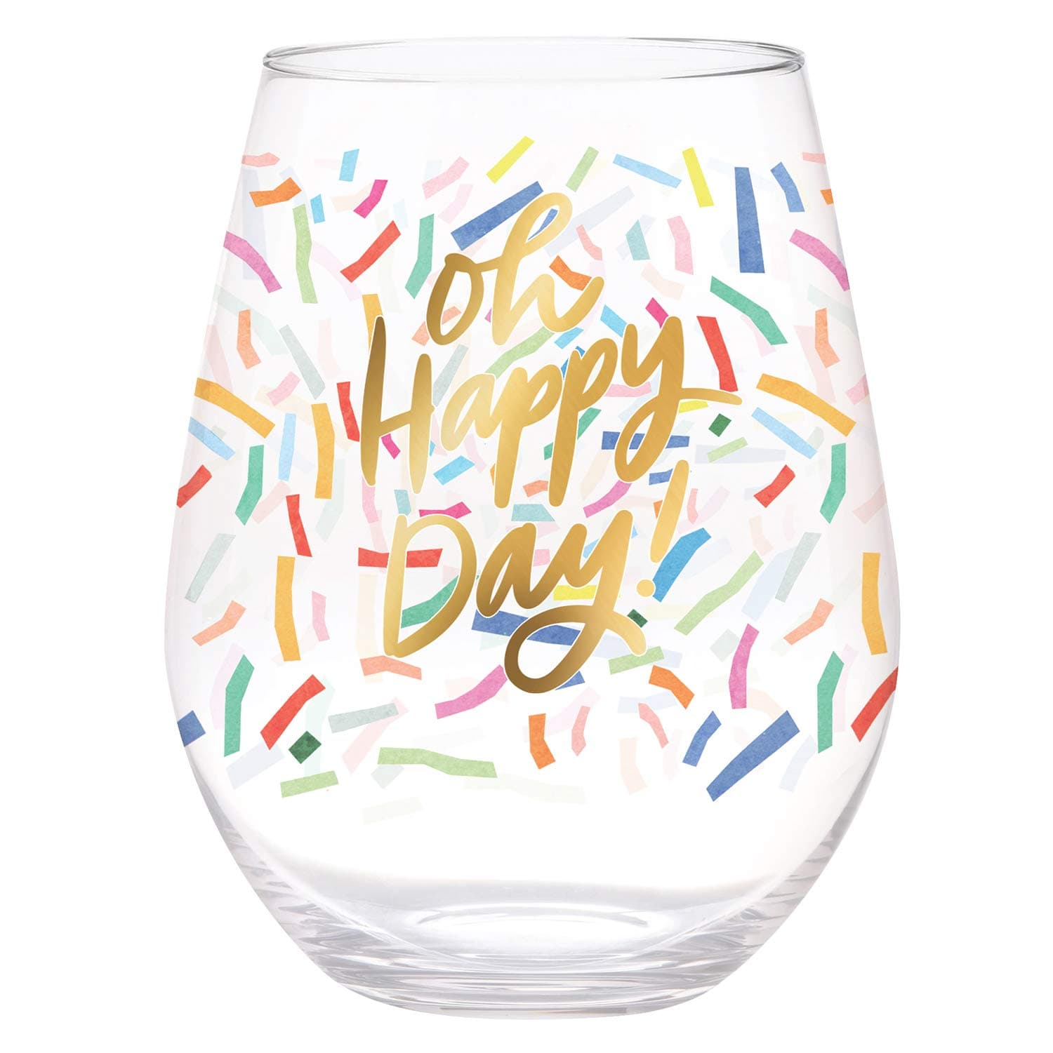 Slant Collections Jumbo Wine Glass Holds a Whole Bottle of Wine Extra Large Stemless Birthday Wine Glass, 30-Ounces, Oh Happy Birthday