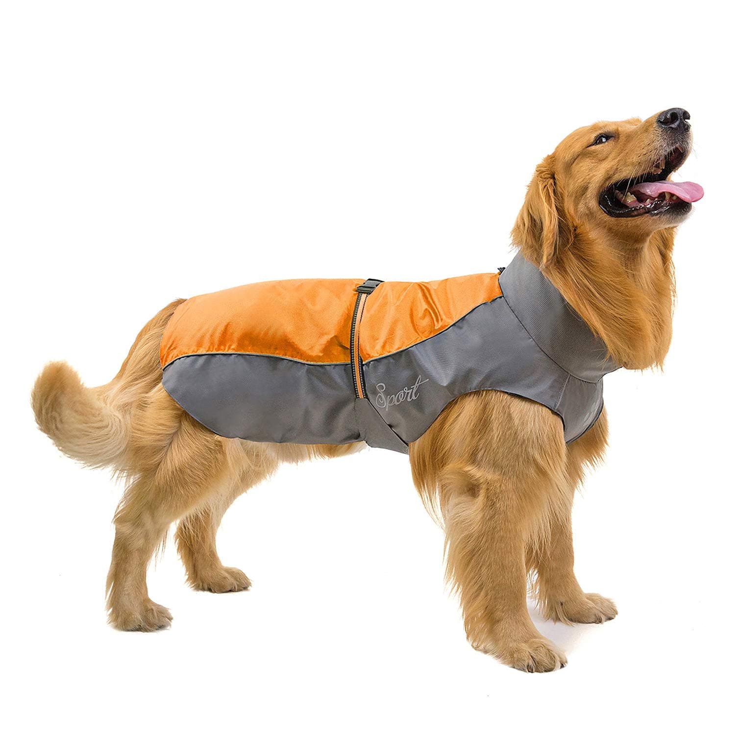 Ranphy Waterproof Dog Raincoat for Medium Large Dogs Reflective Adjustable Jackets Breathable Mesh Lined Poncho with Quick Release Buckles Outdoor Sports Pet Vest Jacket Coat, Pet Apparel Orange 7XL