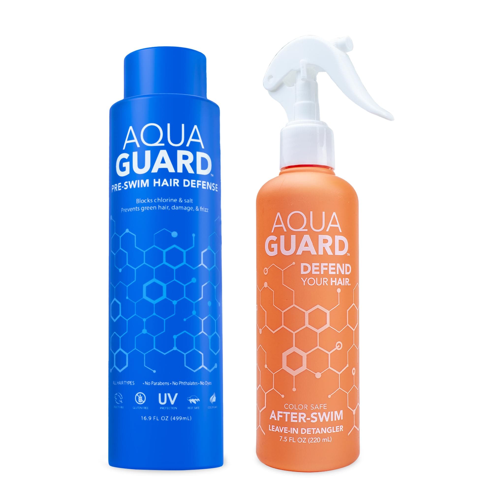 AQUA GUARD Pre-Swim Defense + UV Leave-In Detangler | Swim Rescue Bundle | Prevents Chlorine Damage, Softens Strands, Protects While Swimming | Made in California
