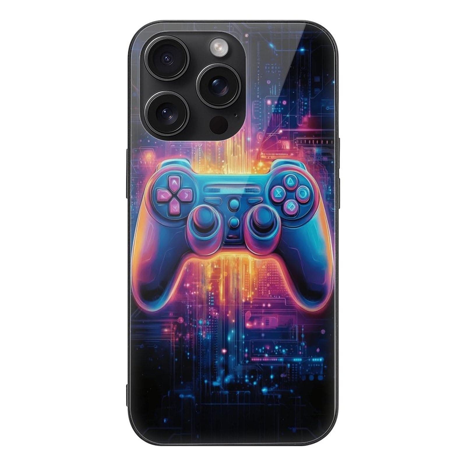 CRIVOTA for iPhone 15 Pro Max Case - All-New Game Controller Design, Glass Back + TPU Inner Shell, Extreme Slimness, Military-Grade Dual Protection, Cell Phone Cases for Men Women