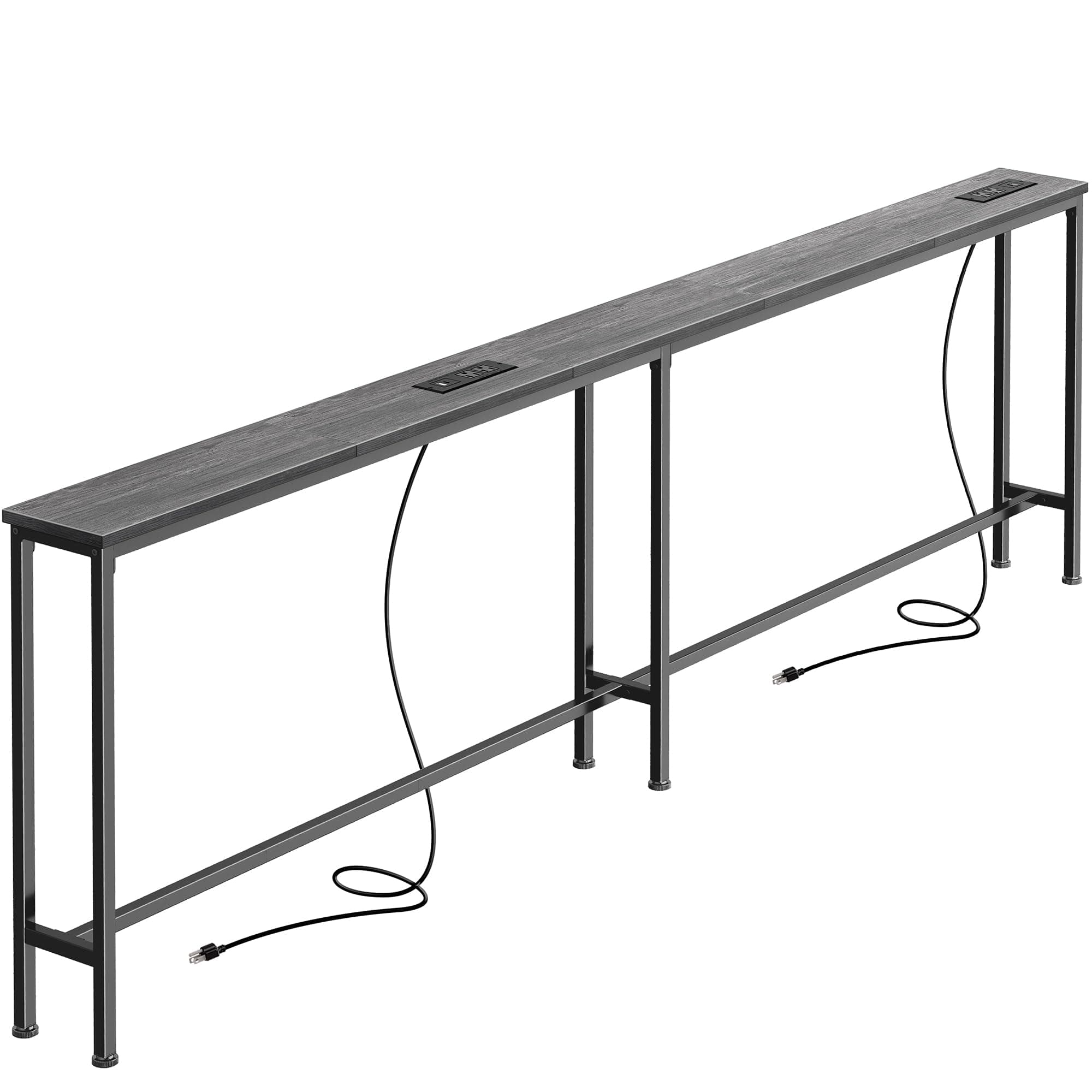 SUPERJARE 79 Inch Sofa Table with 2 Power Outlets and USB-C Ports, 5.9 Inch Narrow Console Table with Storage, Long Entryway Hallway Couch Table Behind Sofa, Small Spaces, Living Room, Grey